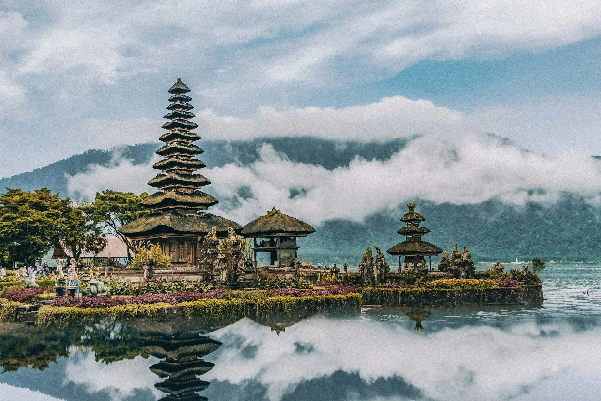 Bali clouds in a reflected lake