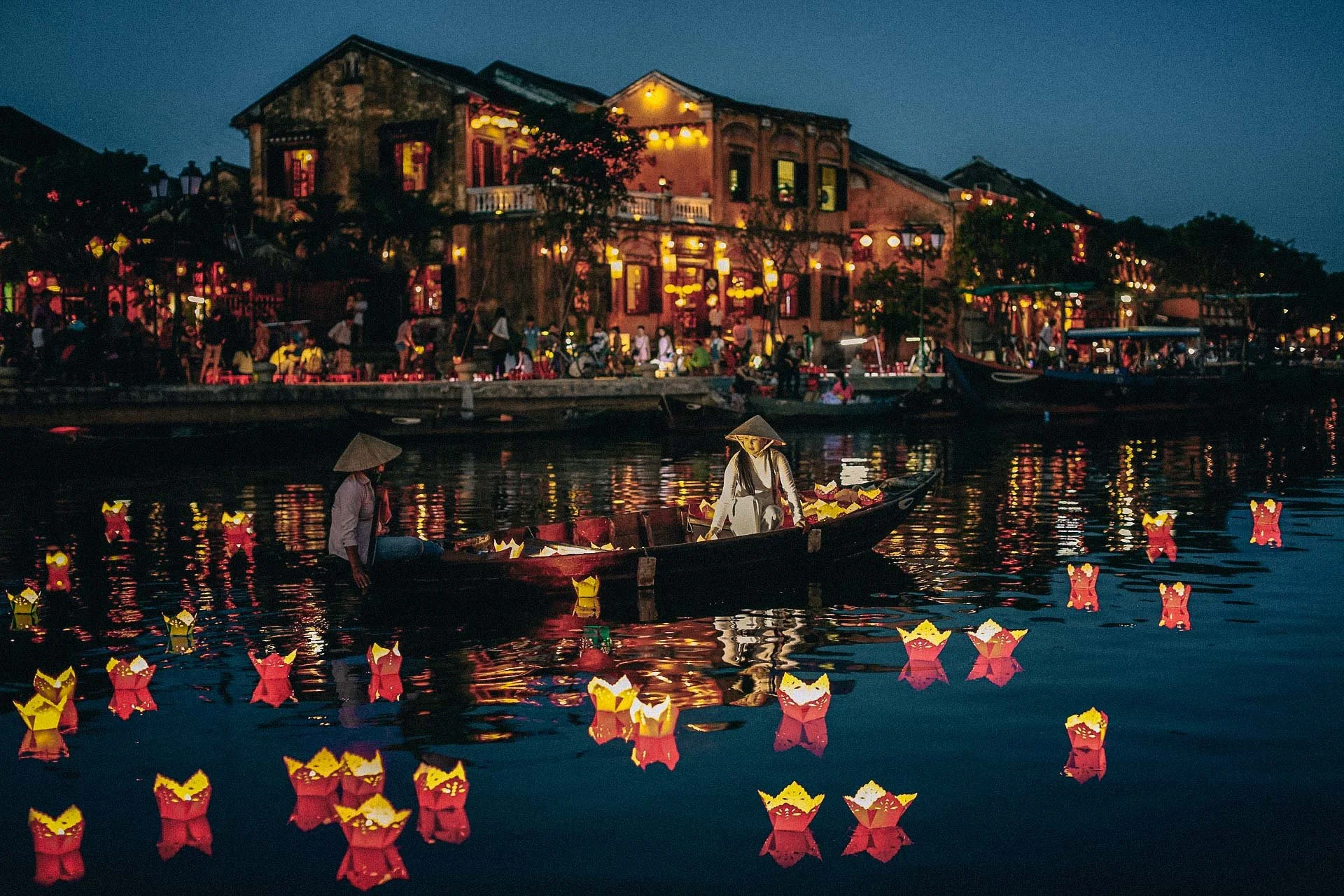 Vietnam at night with lanterns