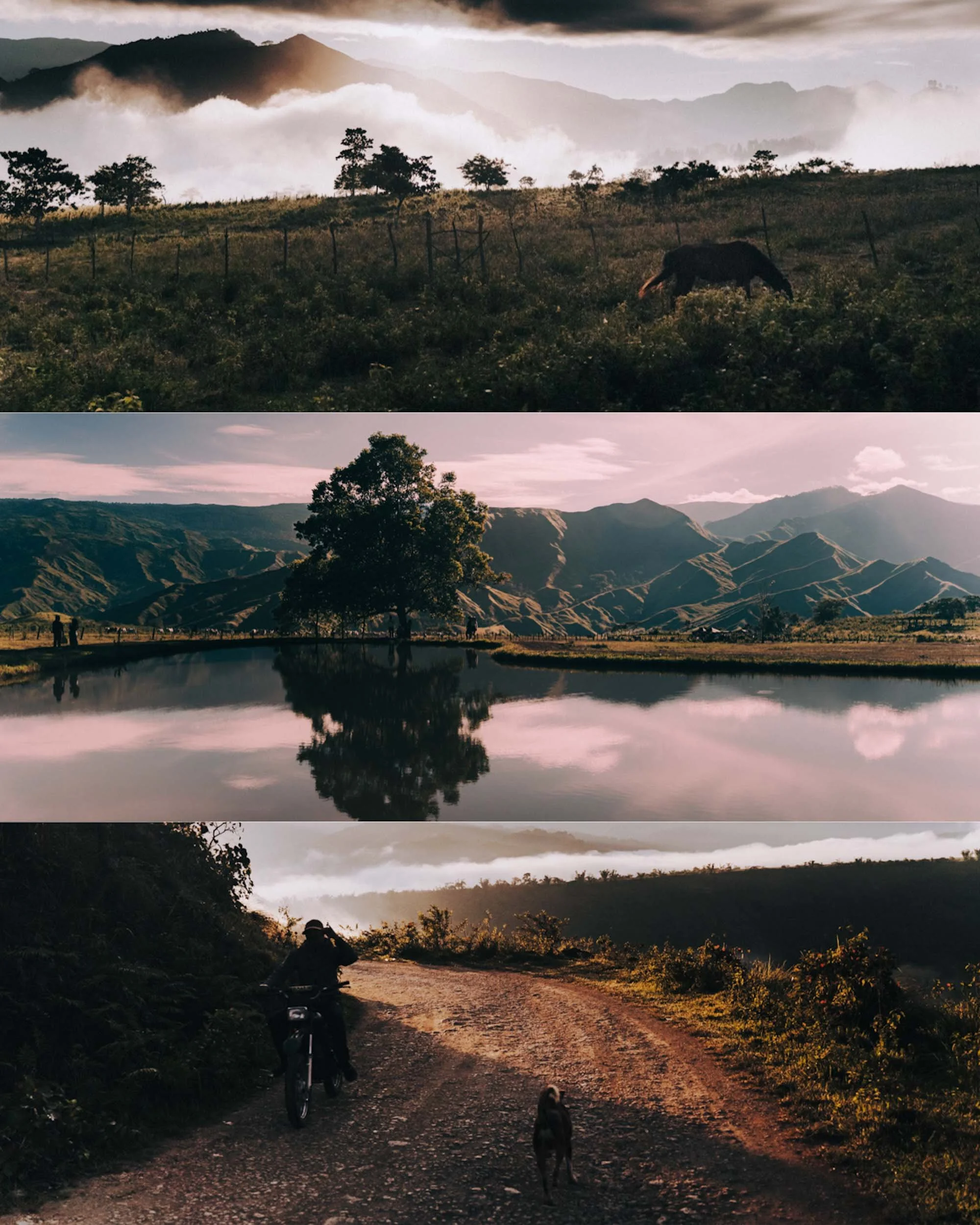 Reflections ripple across still water as a figure stands in silence, captured in cinematic Bali wedding style