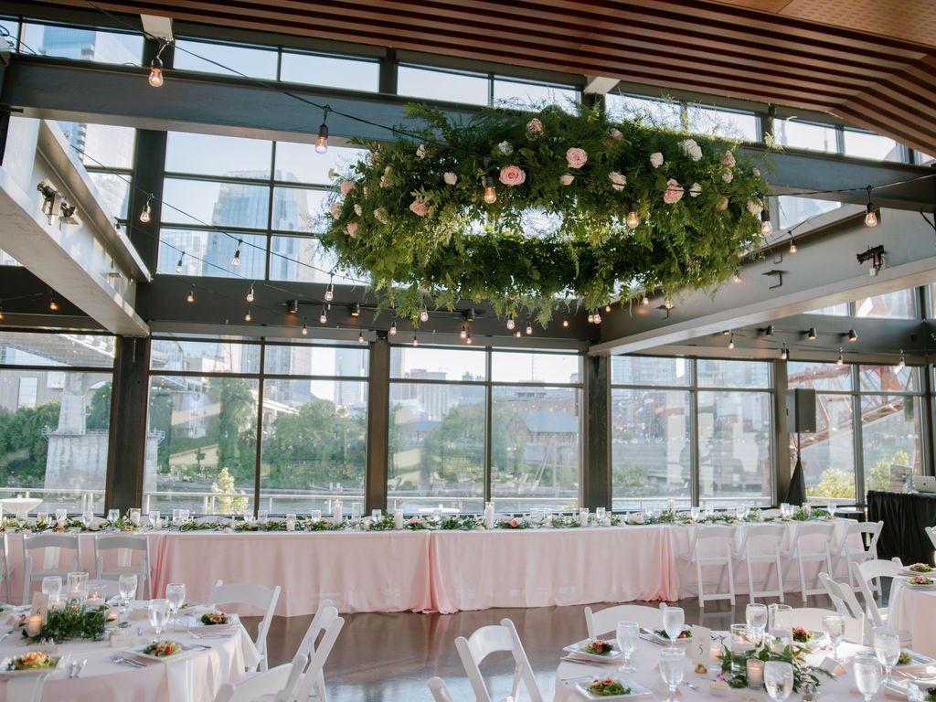 Floral Chandelier for a reception at The Bridge Building in Nashville, TN 