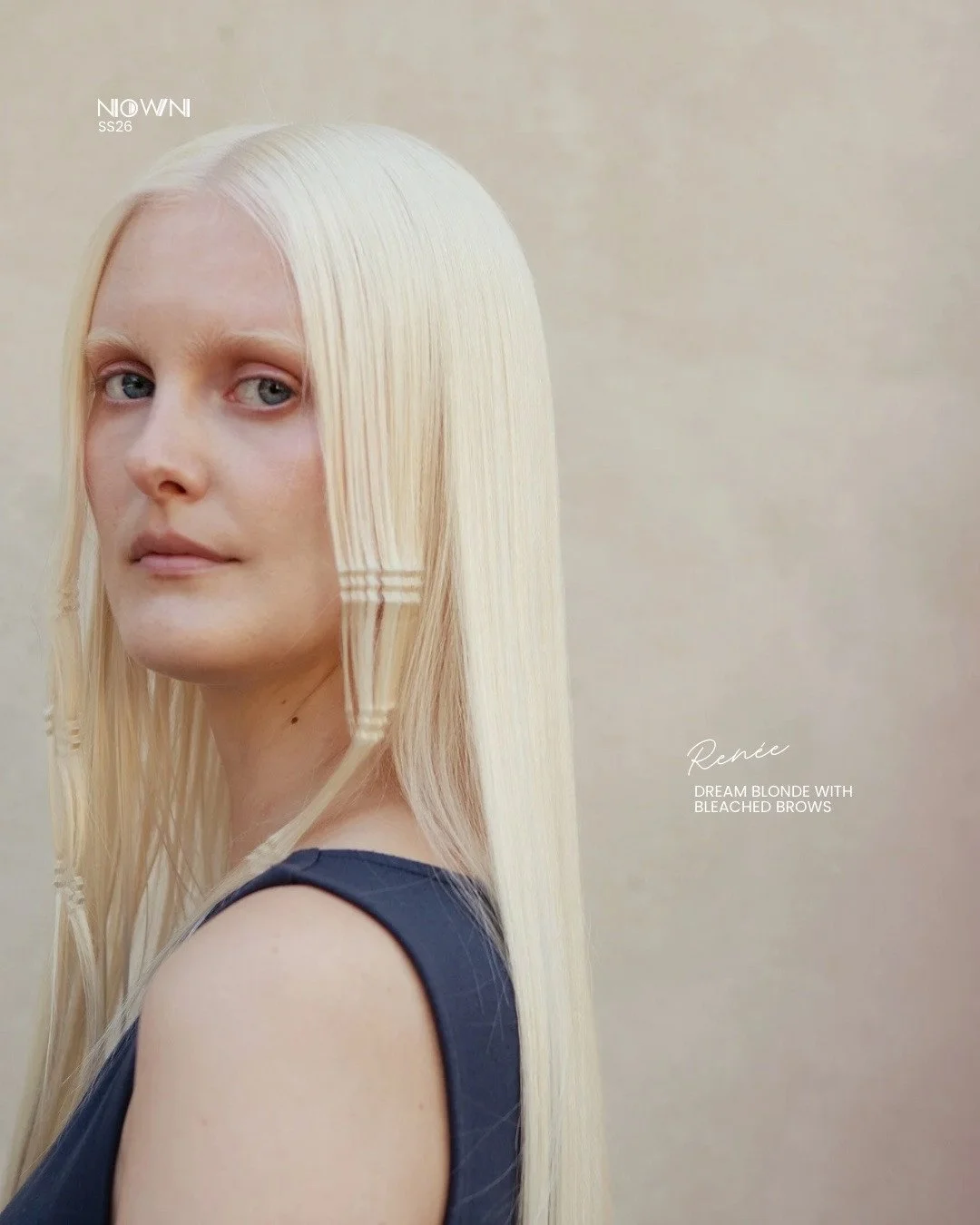 Ren&eacute;e: Dream Blonde with Bleached Brows 🌤️⁠
A luminous balance of cool and warm tones, sleek texture, and quiet drama.⁠
Dream blonde, glassy shine, a look that feels ethereal yet grounded in confidence.