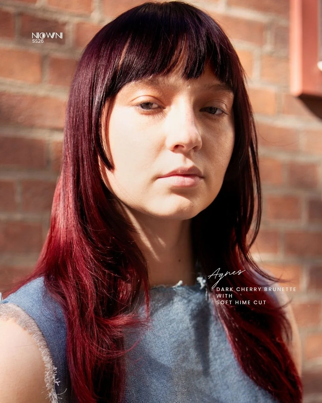 SS26 Agnes 🍒
Dark Cherry Brunette with Soft Hime Cut 
⁠
A deep cherry brunette paired with a soft, structured shape.⁠
Romantic yet modern, flowing layers, refined texture, and quiet strength in every strand.