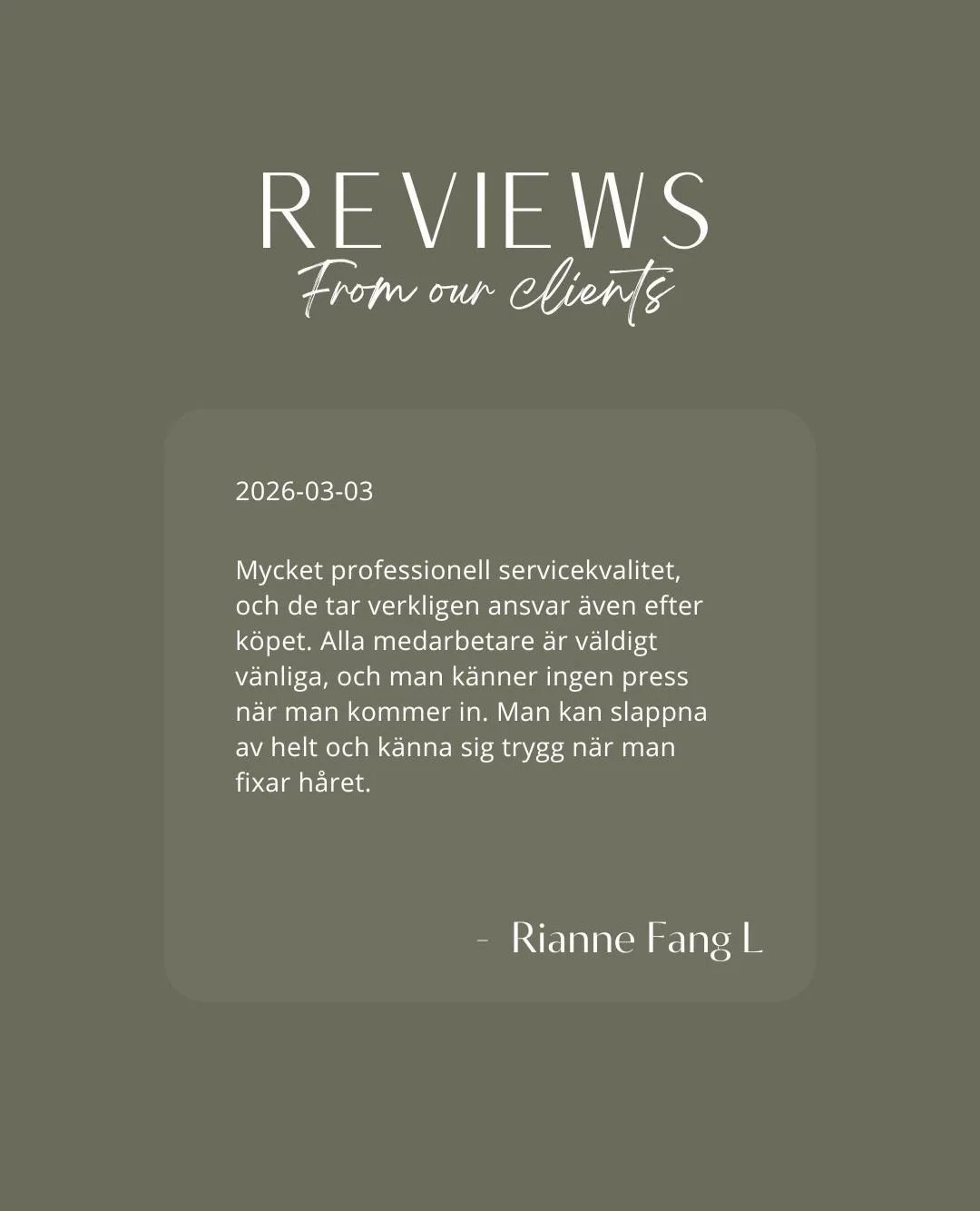 Thank you so much for this review, Rianne ❤️
It&rsquo;s definitely one of our main goals to make both new and returning visitors feel completely comfortable when entering and visiting our salon.
It warms our hearts to hear that you feel that way 😊