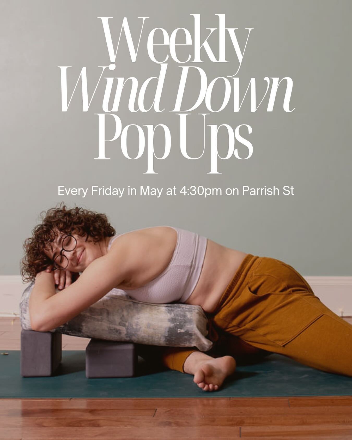 Double Down on the Wind Down with @mindfulnessofthemat 😌⁠
⁠
Sam is doubling the relaxation with not one, but two Weekly Wind Down Flows throughout the month of May!⁠
⁠
She&rsquo;ll be hosting a 4:30pm Weekly Wind Down Pop-Up series at Parrish for fo