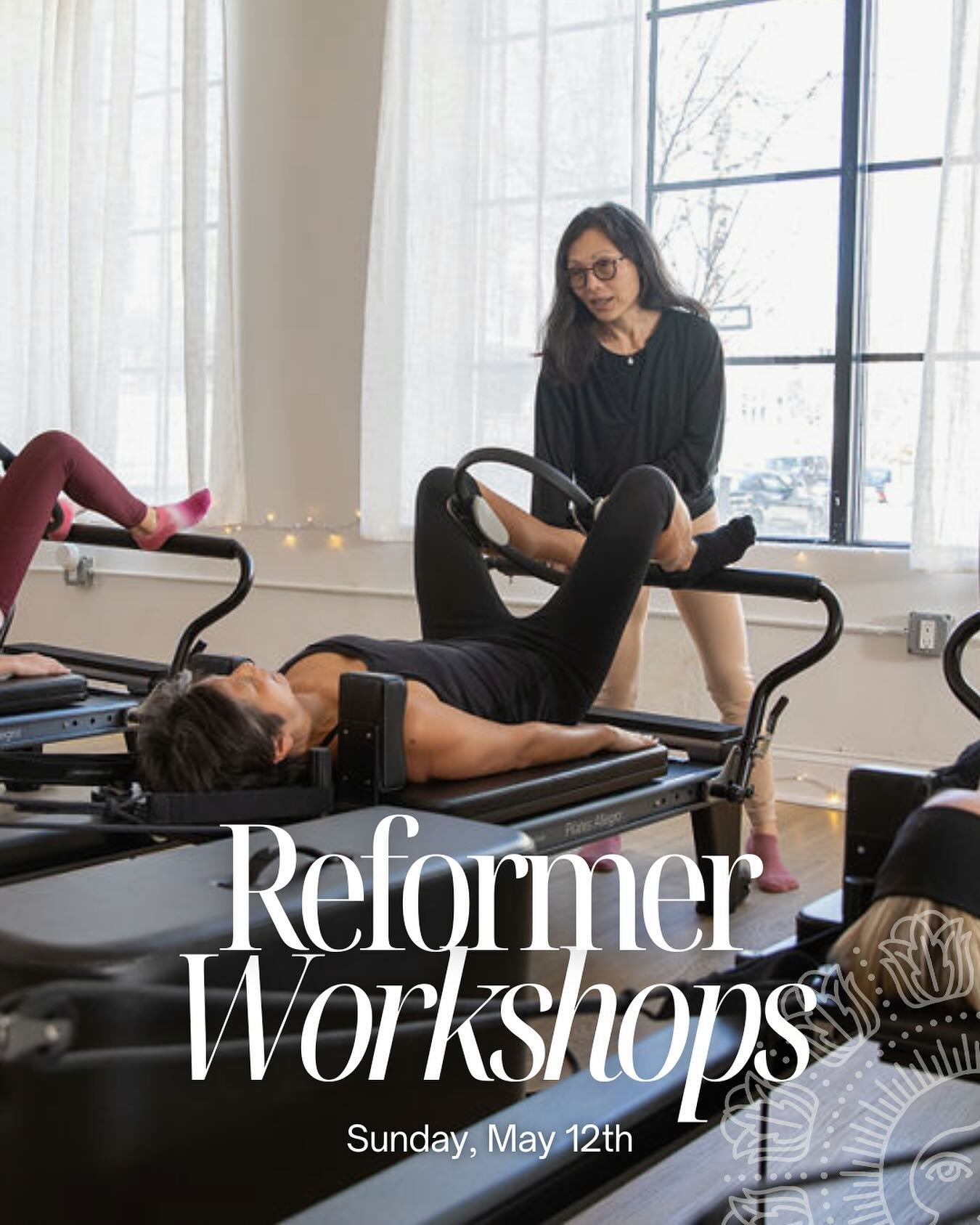 THIS weekend! Join @chaeyang1 for two Pilates Reformer Workshops on Sunday, May 12th at Corinthian Ave⁠ 🌟✨⁠
⁠
New to Reformer Pilates? From 12:45 - 1:45 PM try out this beginner-friendly introduction. Learn the ins and outs of the Reformer and exper