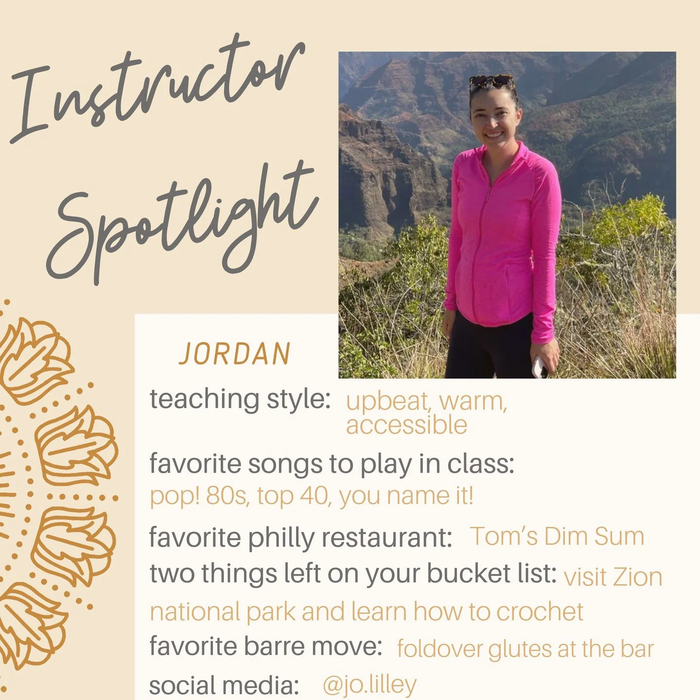 💫 MEET JORDAN 🌟 

Jordan has been a barre regular for years, and her love for the practice inspired her to complete her Barre Teacher Certification at Lumos in fall 2025! Now she&rsquo;s stepping into the role of instructor, and we are so excited t