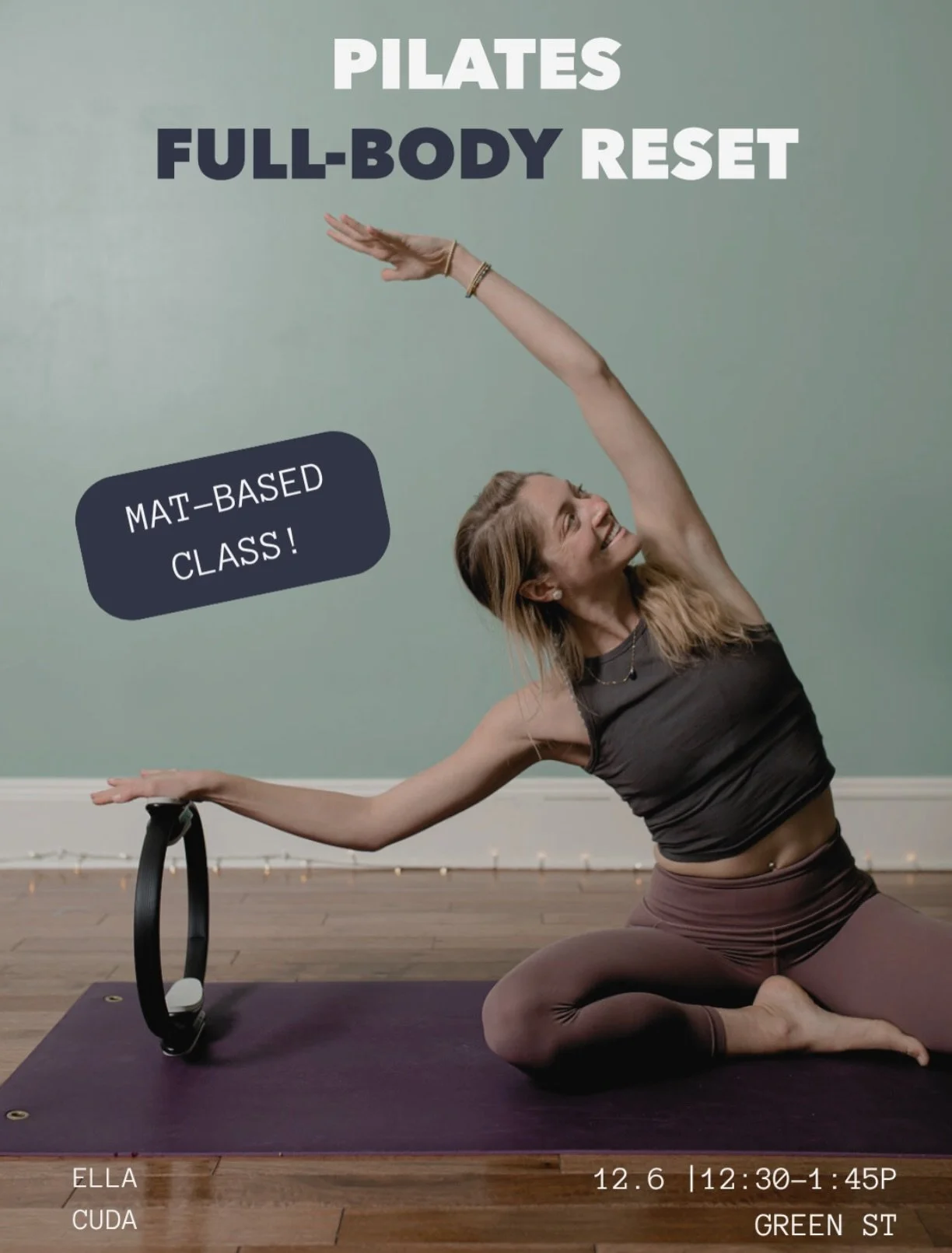 PILATES FULL BODY RESET WITH ELLA ⭐️

Join us for a challenging and energizing mat-based Pilates flow led by @ellacuda . This session will guide you out of your head and into your body through intentional breathwork, dynamic stretching, and purposefu