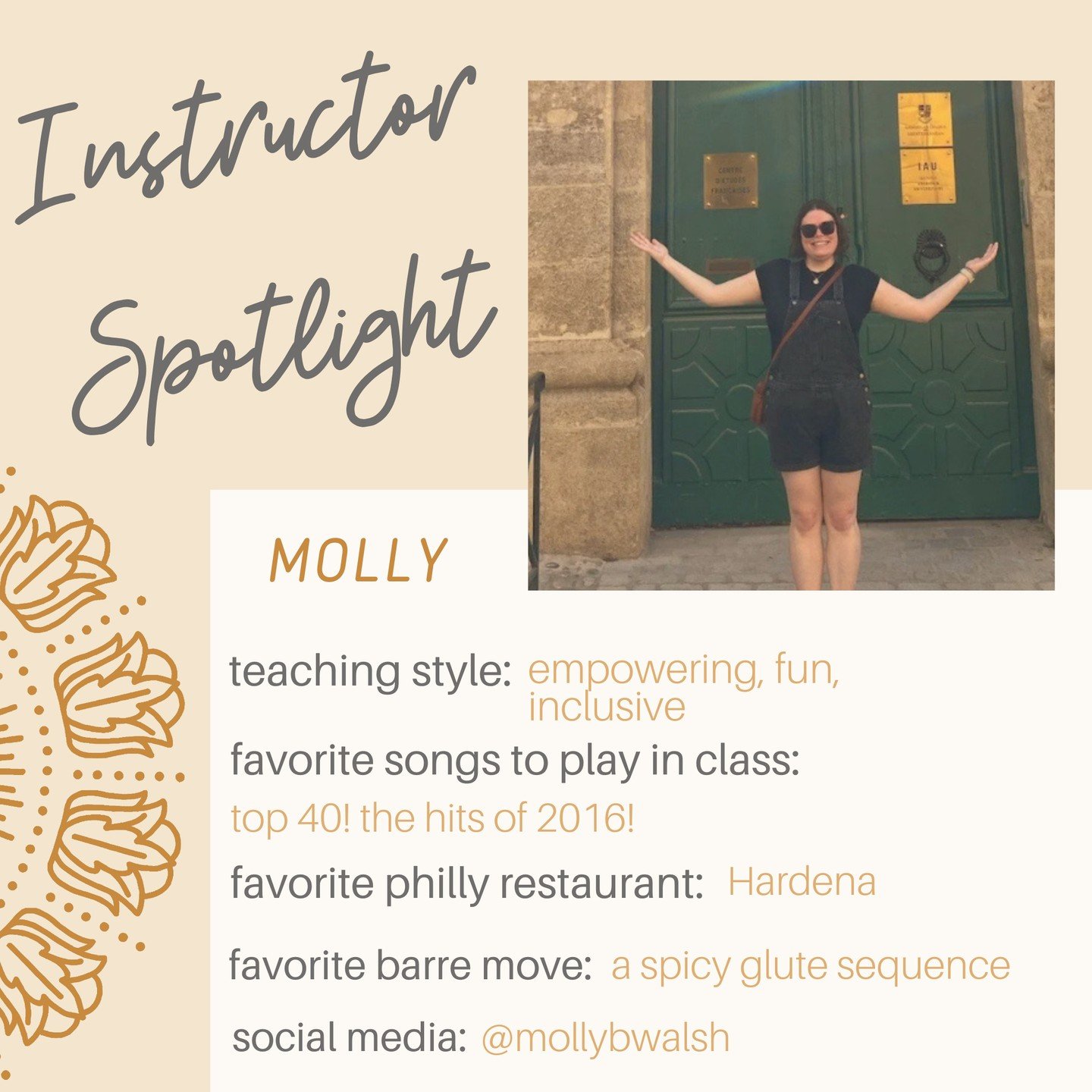 INSTRUCTOR SPOTLIGHT ⭐️
Welcome @mollybwalsh to the Barre Team!

Molly first stepped into a barre class at Lumos in 2021 and never looked back! One class quickly turned into many and she was inspired to complete the Barre Teacher Training at Lumos in