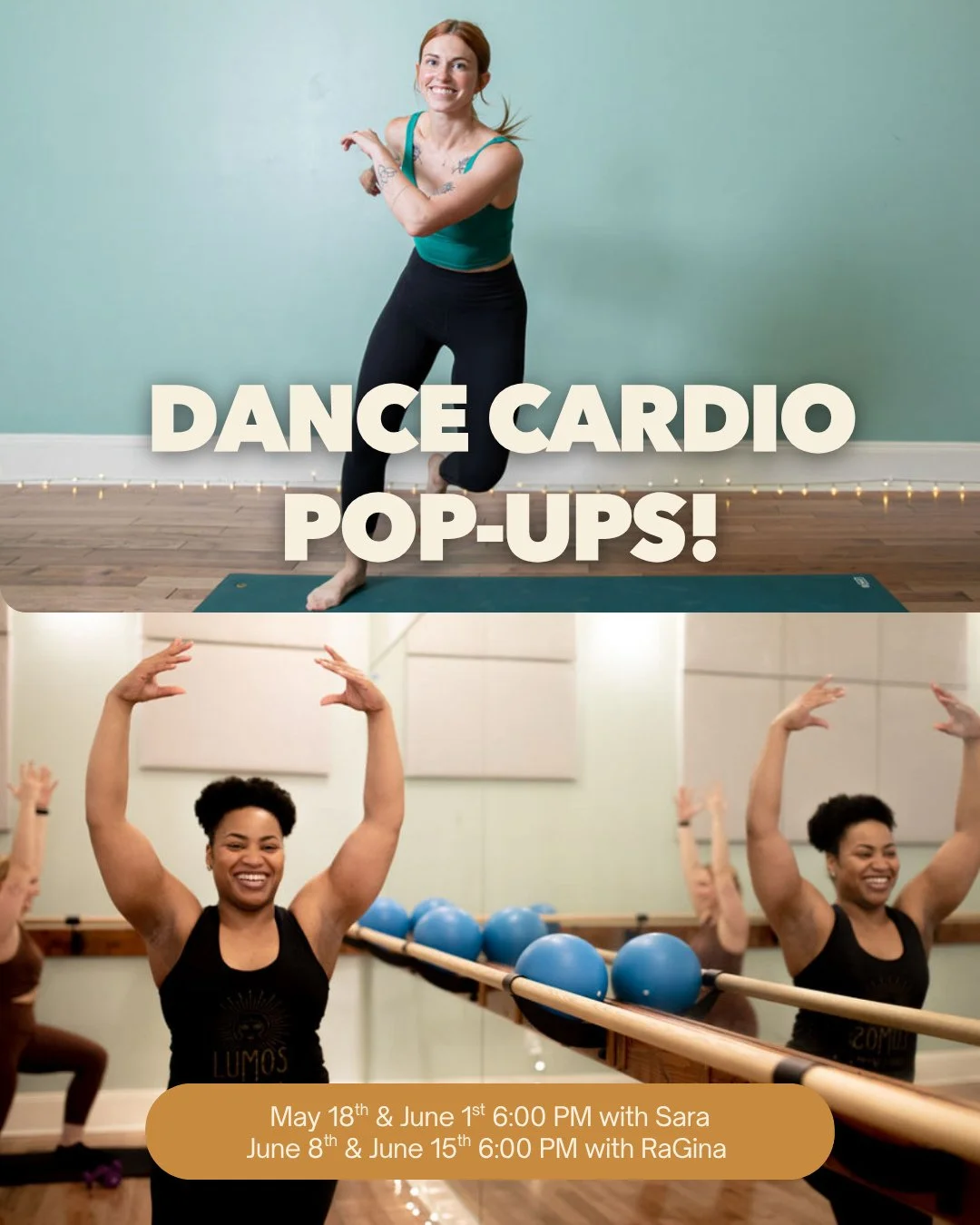 New Dance Cardio Pop-ups are coming to the schedule! 👯&zwj;♀️🪩

Join Sara May 18th &amp; June 1st @ 6 PM
Join RaGina  June 8th &amp; June 15th @ 6 PM

All classes are held at Green St! This class can be booked with packages and memberships 💞