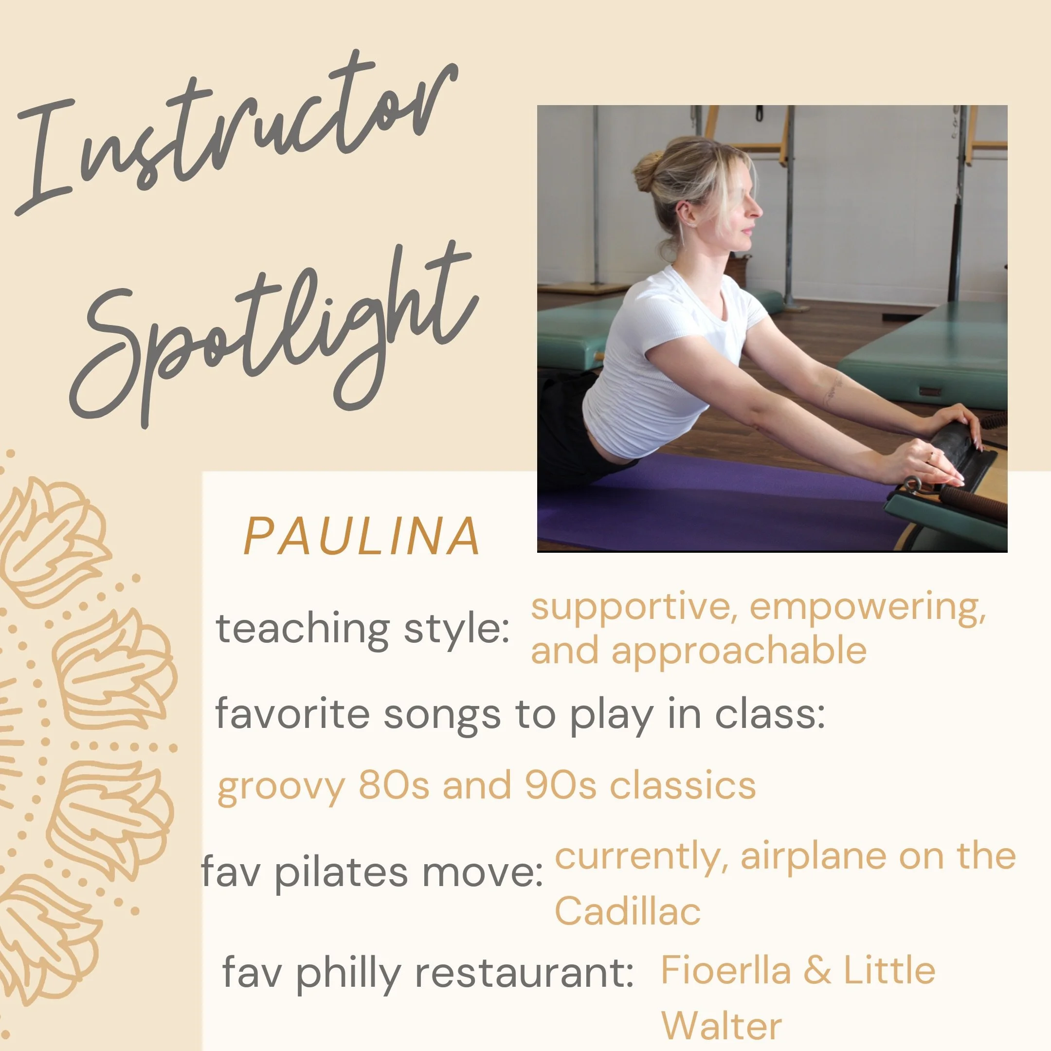 MEET PAULINA 🌟👋

@paulina.inmotion is a third-generation teacher and student of Pilates, proudly continuing the living lineage of the method. A lifelong lover of movement, she was drawn to Pilates for its authenticity, precision, and rich tradition