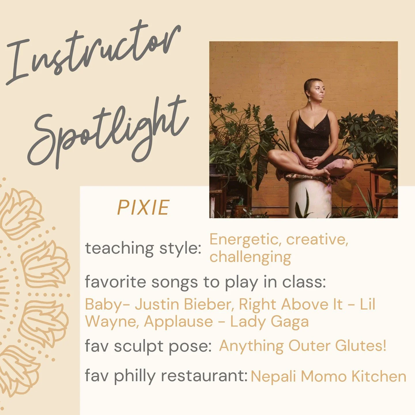 WELCOME PIXIE 🧚&zwj;♀️ 

Lydia &ldquo;Pixie&rdquo; Elia discovered movement to be medicine following a long battle with auto immune disease. In the wake of an extended hospital stay, she discovered the power of pairing strength training and meditati