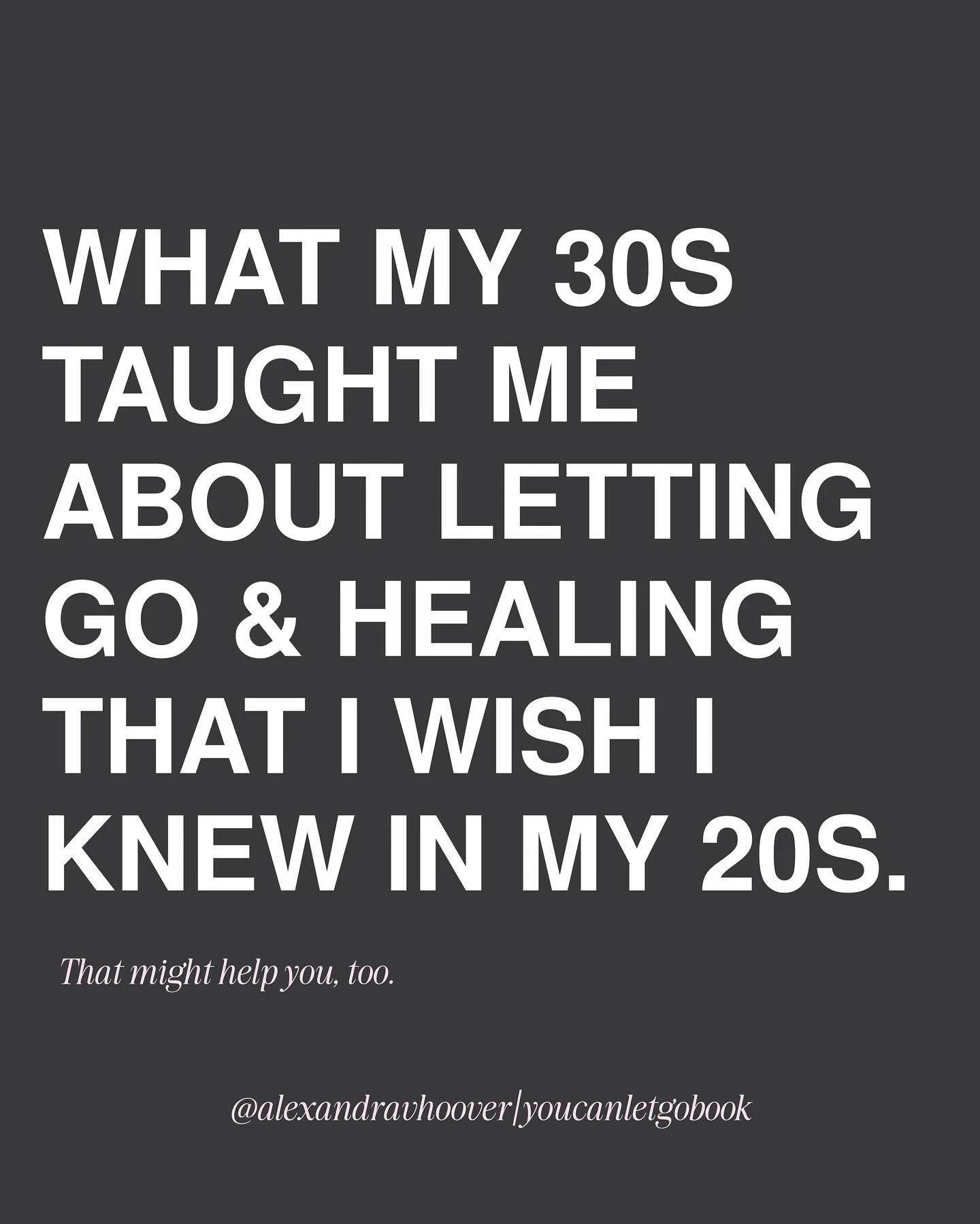 A few lessons from the last few years in my 30&rsquo;s. 🖤

What spoke to you most? What lessons did you learn in your 30&rsquo;s? (Or maybe 40&rsquo;s, 50&rsquo;s?!) that helped you?

Comment &ldquo;heal&rdquo; if this resonates &amp; I&rsquo;ll sen