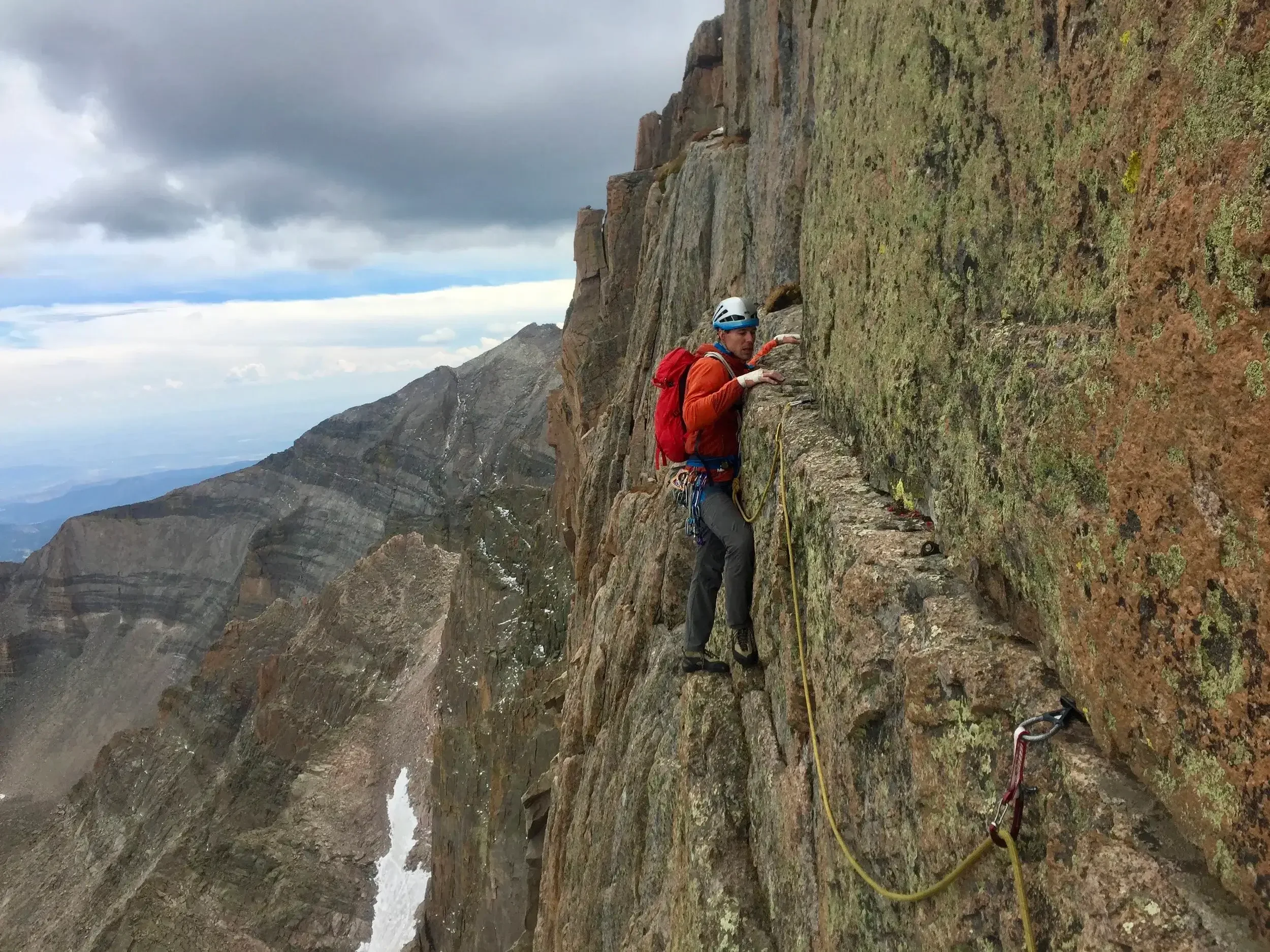 Traversing to Table Ledge on the Casual Route of the Diamond.