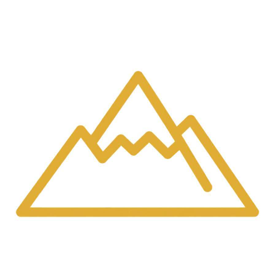 An icon of a mountain depicting the prerequisites required for rock climbing with a guide.