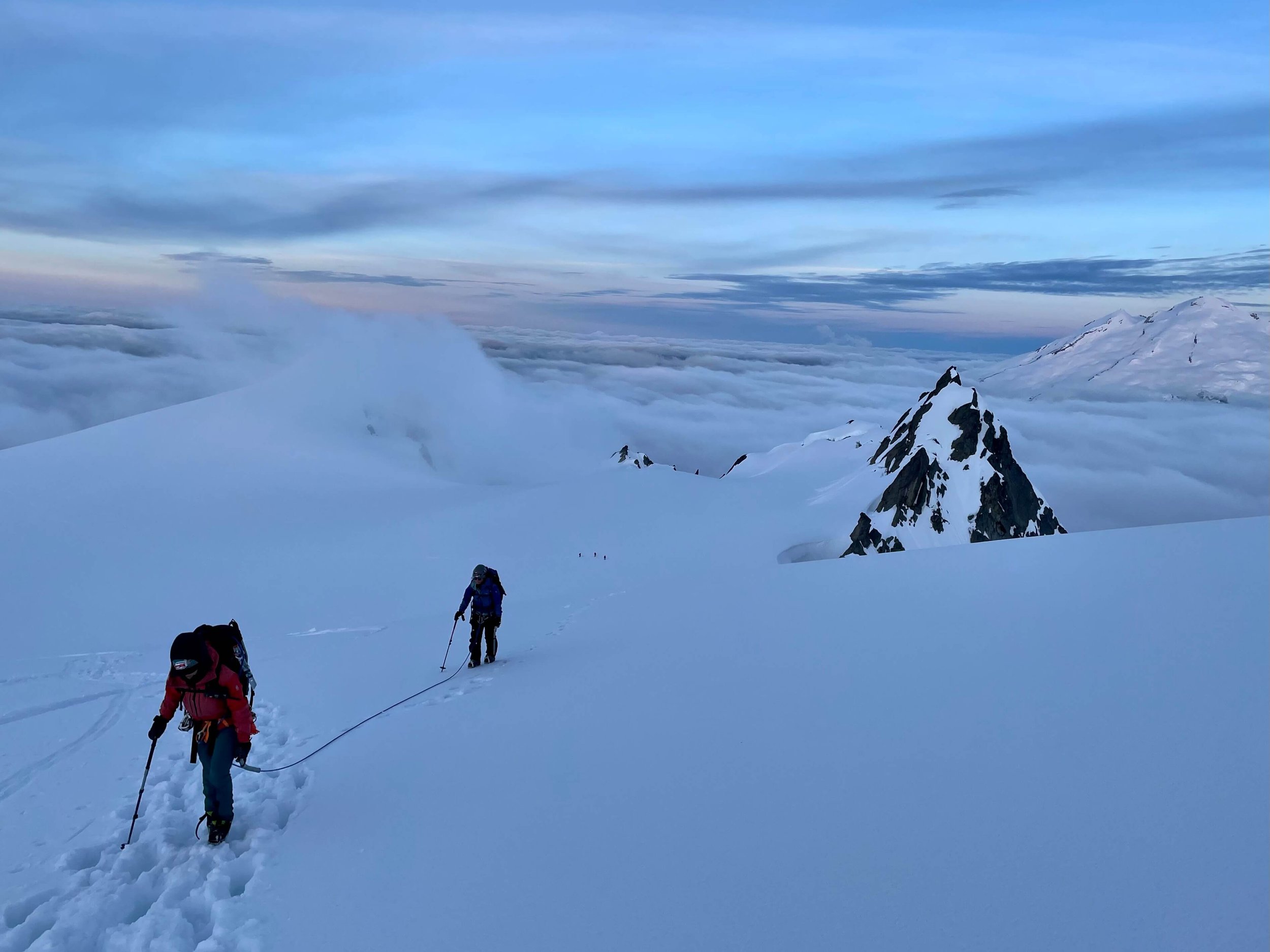 Climbing up the Sulphide Glacier during a spring ascent of Mt. Shuksan.