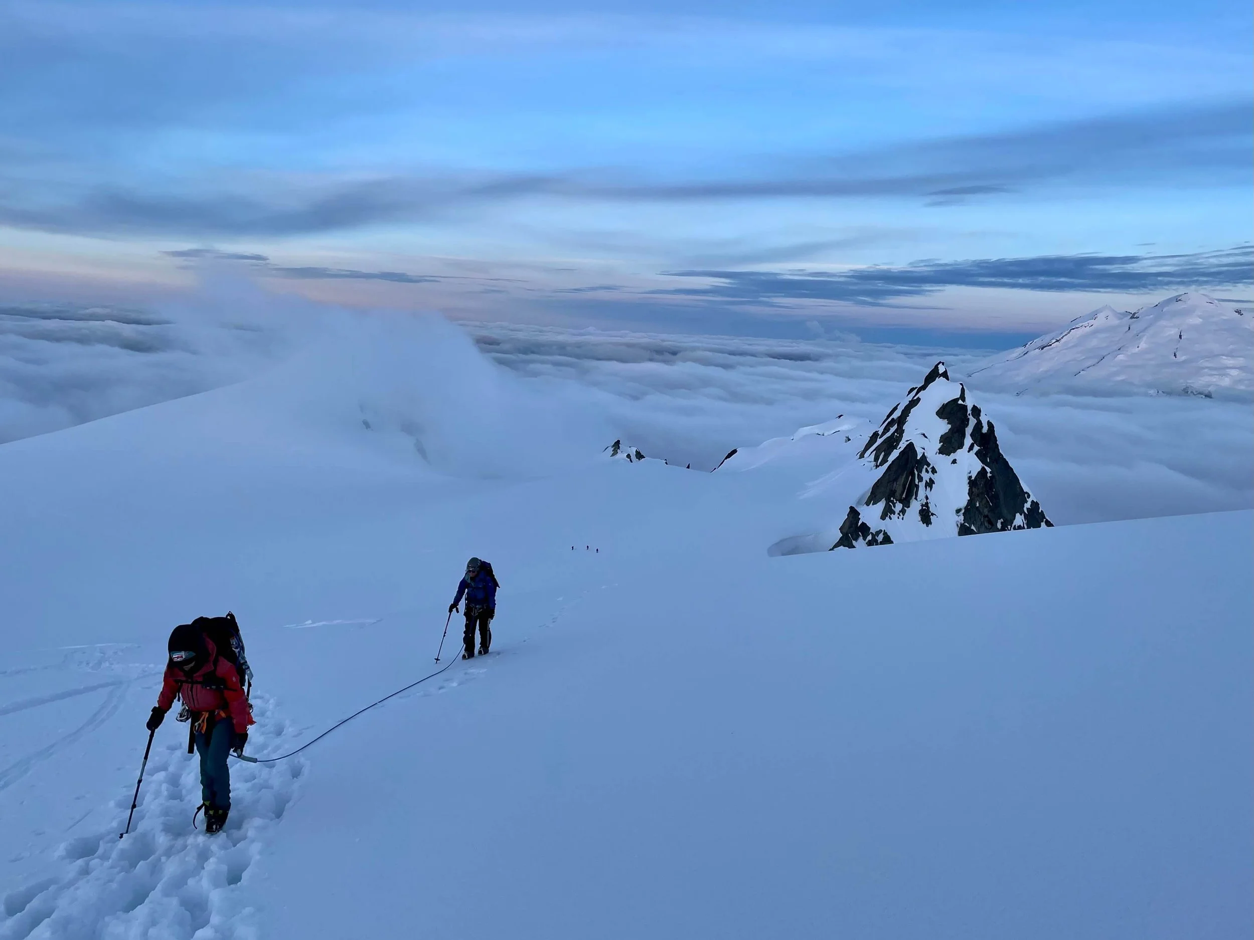 Climbing up the Sulphide Glacier during a spring ascent of Mt. Shuksan.
