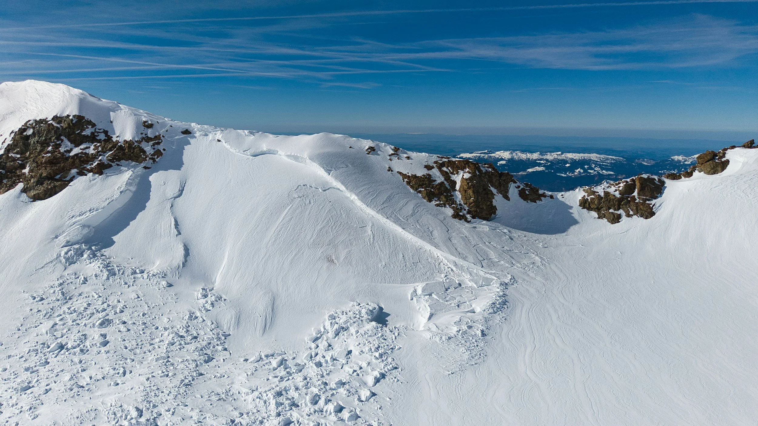 A hard slab avalanche viewed during an AIARE 1 avalanche education course in the San Juans.
