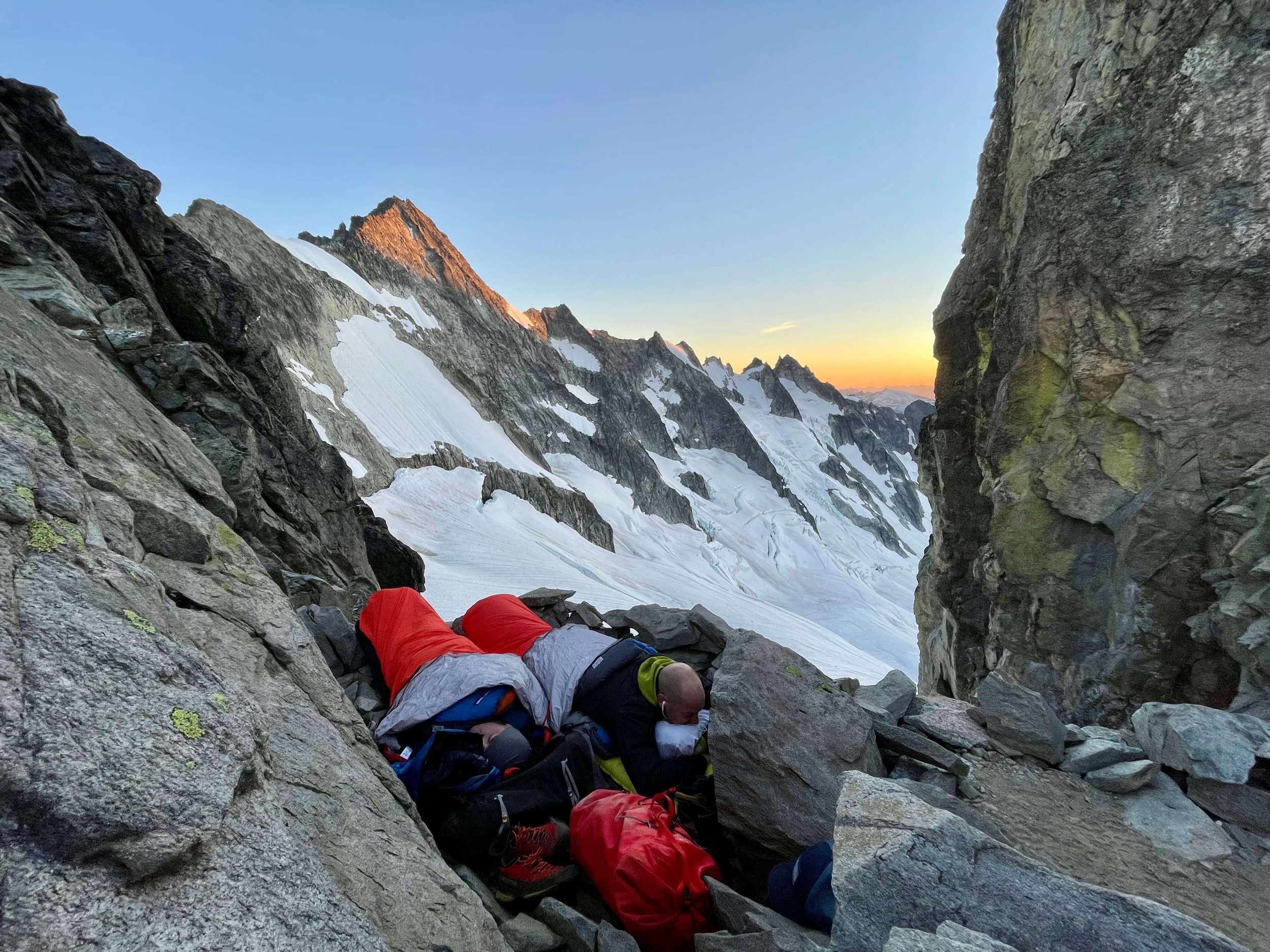 Bivying at the North Ridge cutoff.