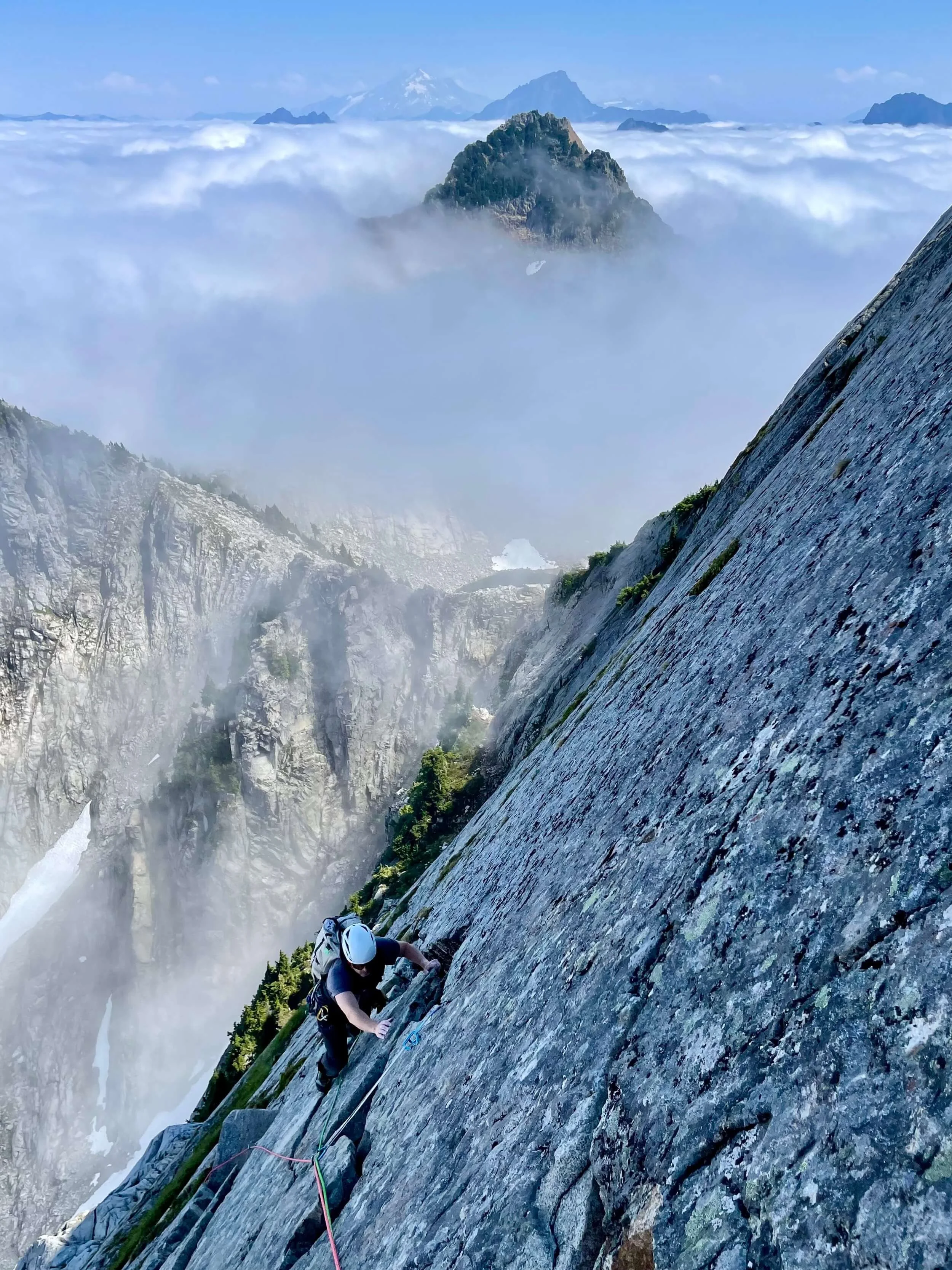 Climbing Ragged Edge on Vesper Peak.