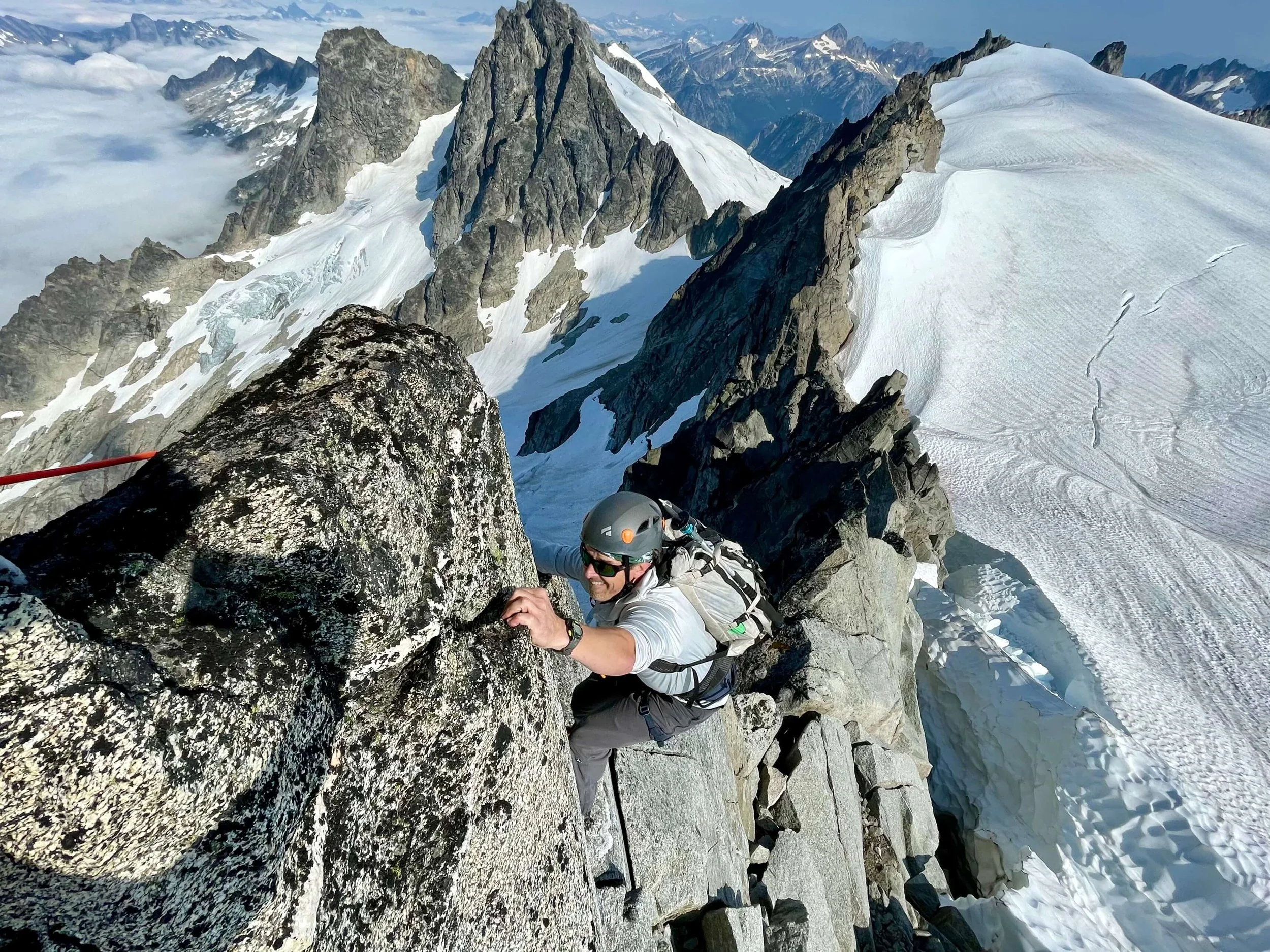 Climbing the North Ridge of Eldorado Peak.