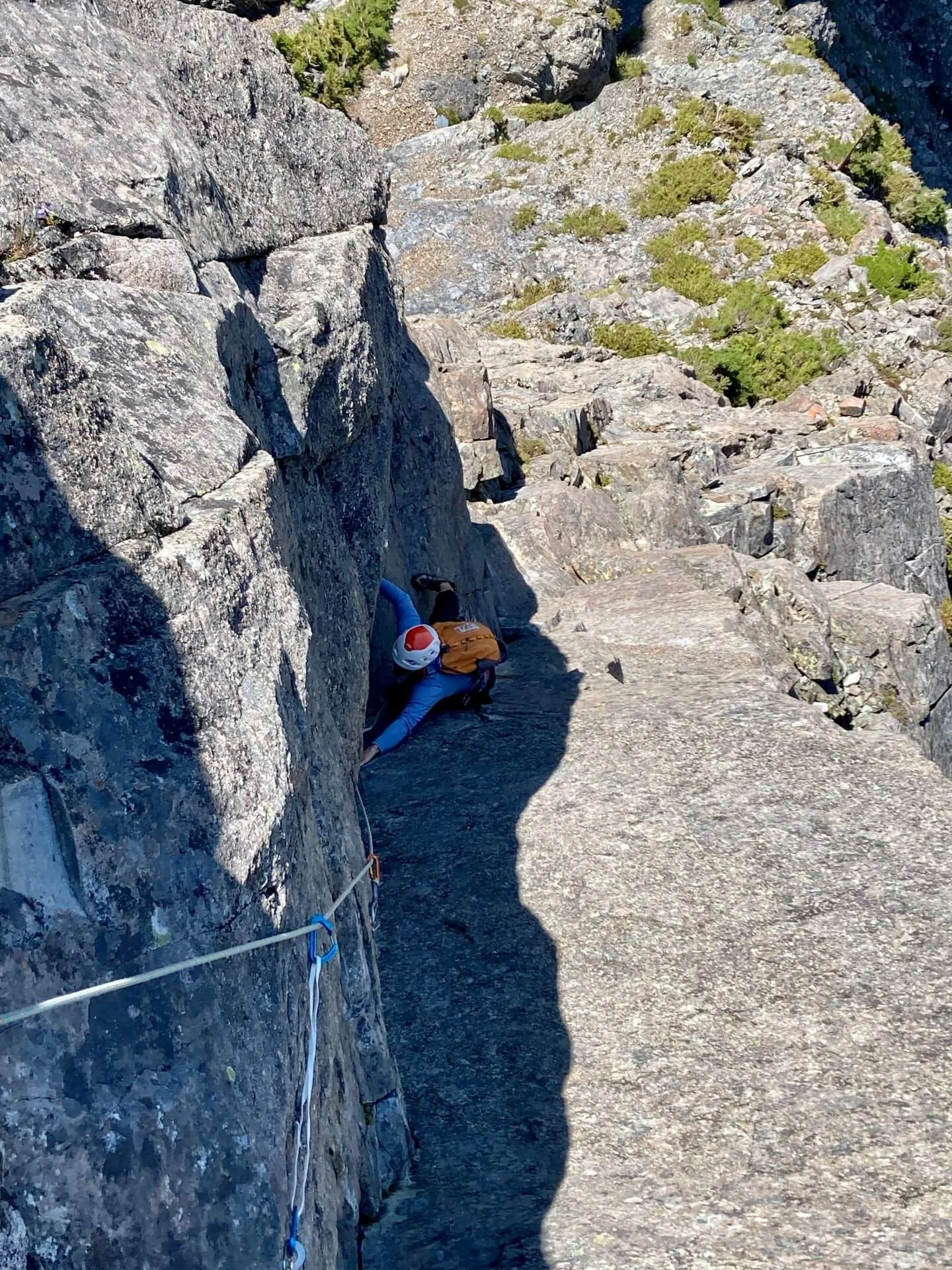 Rock climbing up Mile High Club on Vega North Tower.