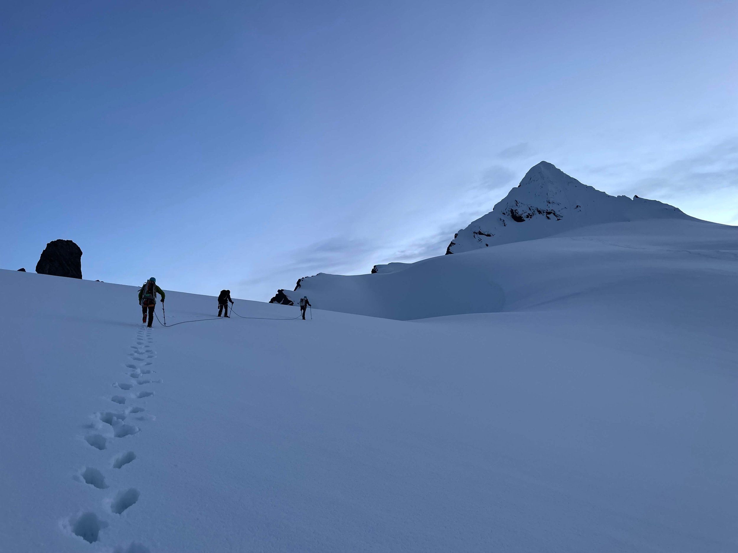 Early morning alpenglow on the Sulphide Glacier.