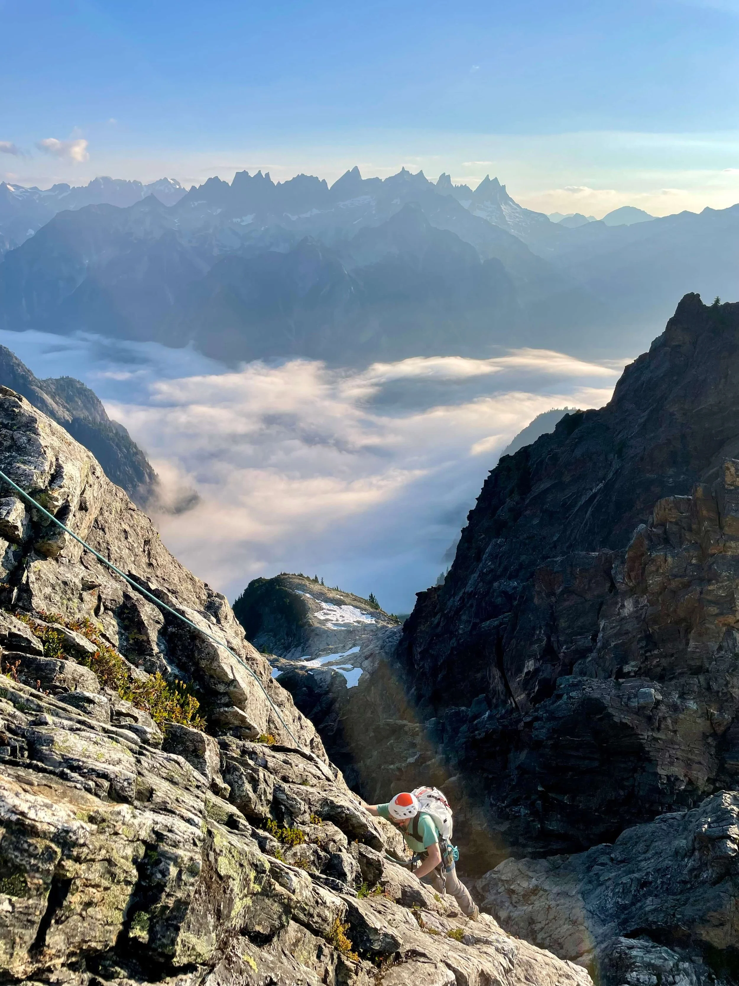 The starting pitches of the Northeast Ridge of Mt. Triumph.