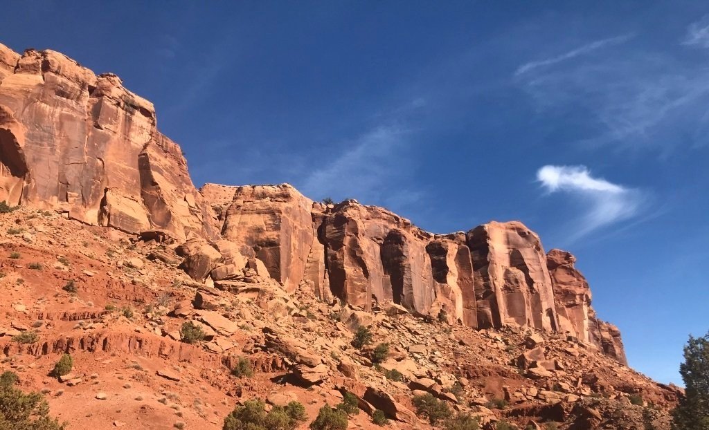 A view of the sandstone cliffs in Escalante Canyon.