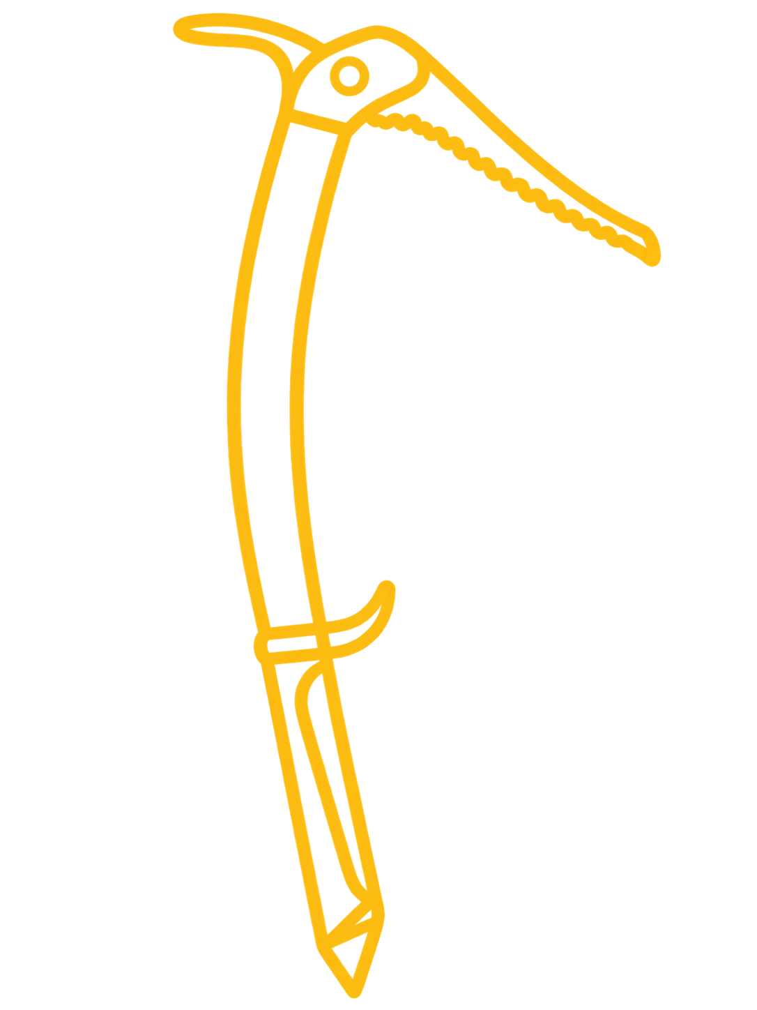 A piolet icon depicting the type of mountaineering and alpine climbing course.