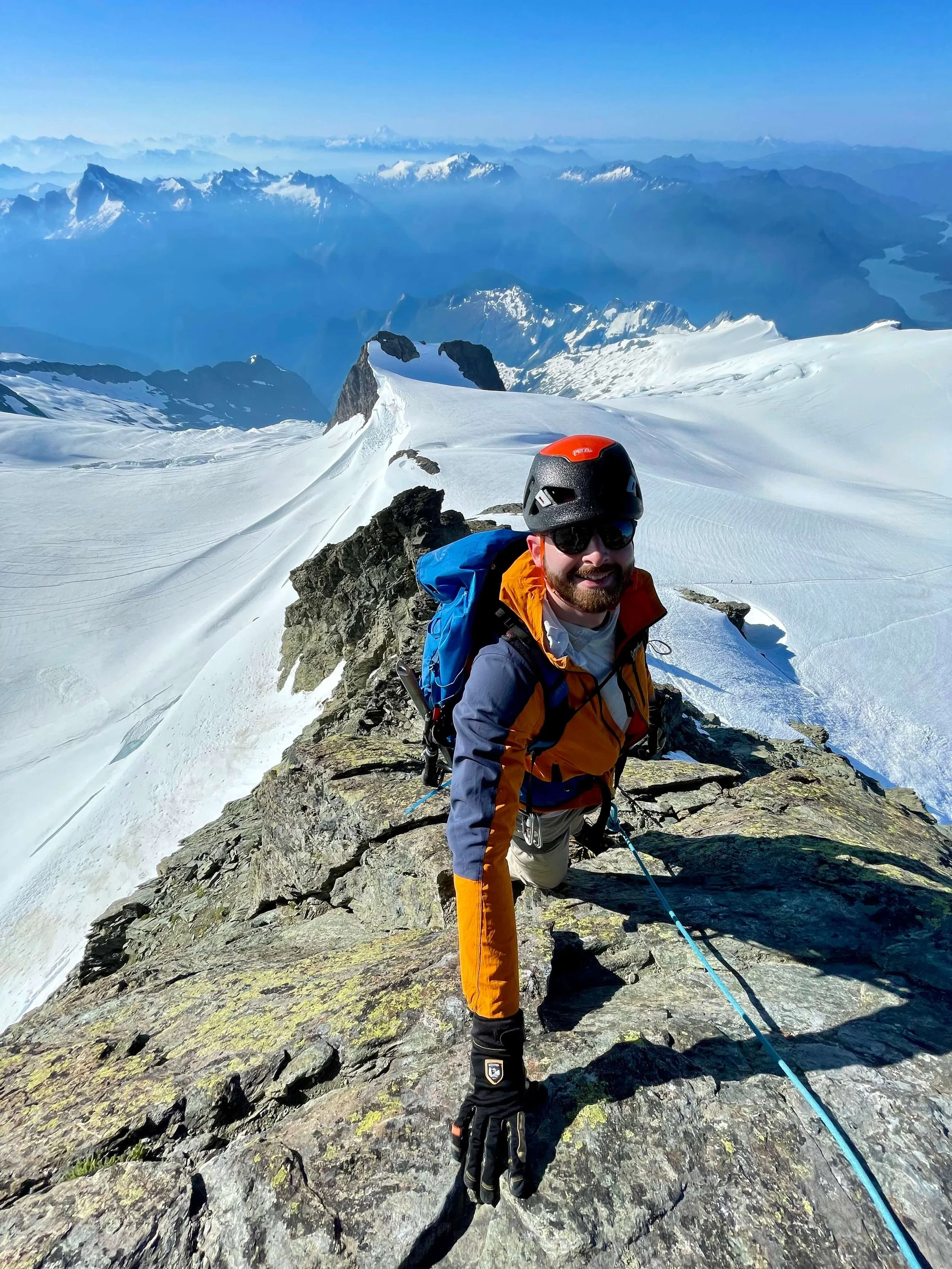 Climbing the SE Ridge of Mt. Shuksan's summit pyramid.
