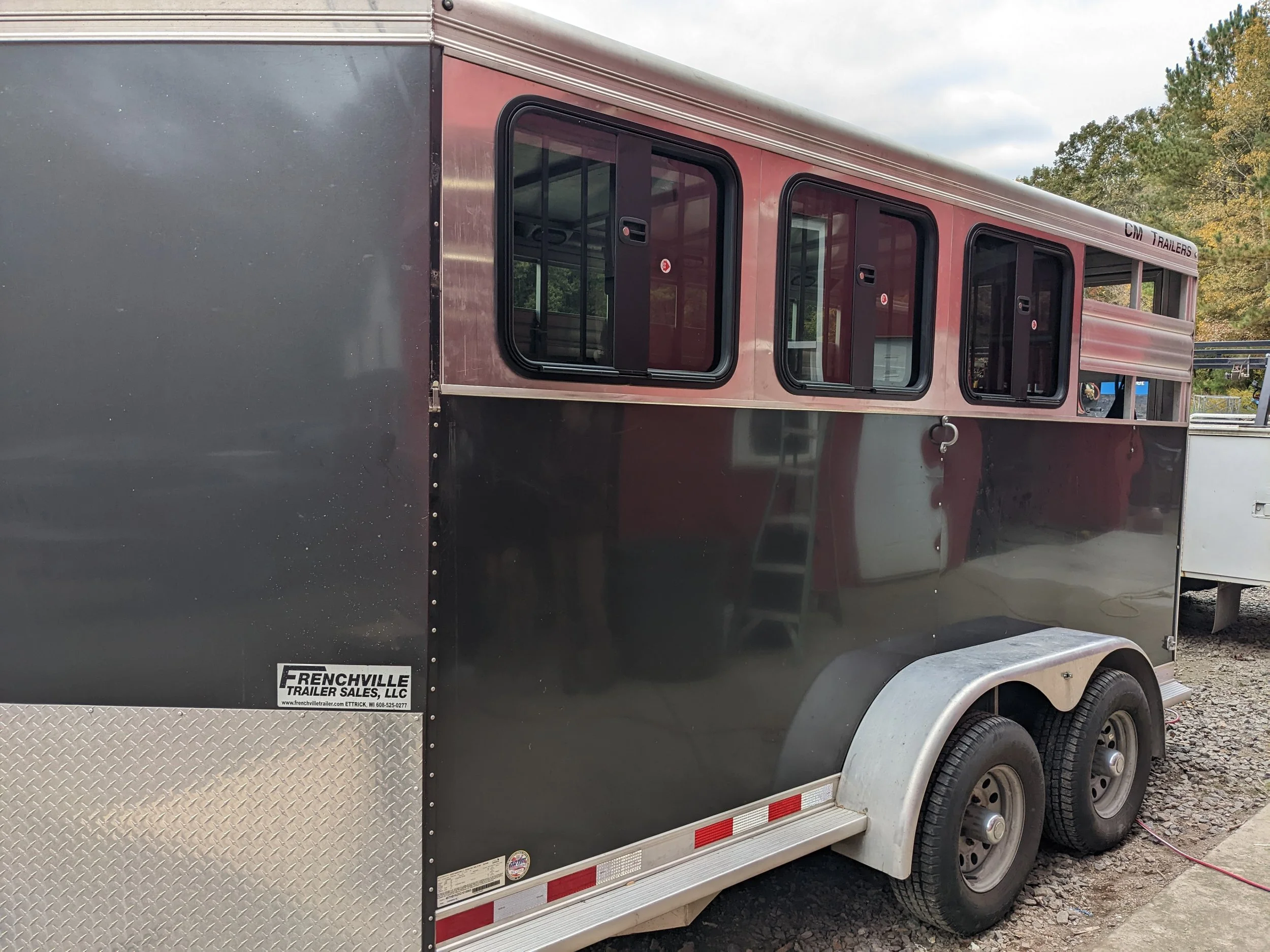 Window install in a horse trailer
