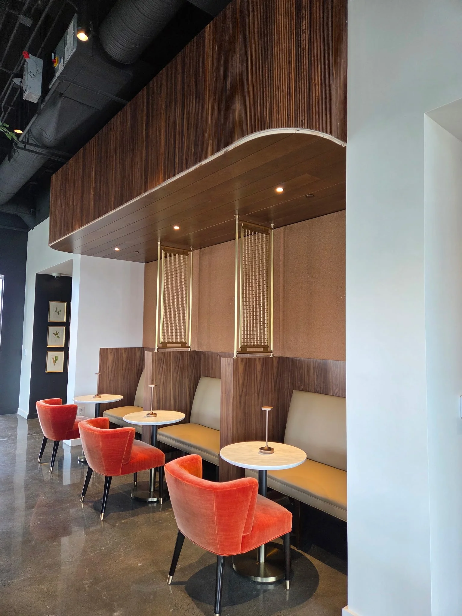 Decorative brass divider screens.