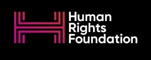 Logo of the Human Rights Foundation with a pink stylized 'H' symbol and the organization's name.