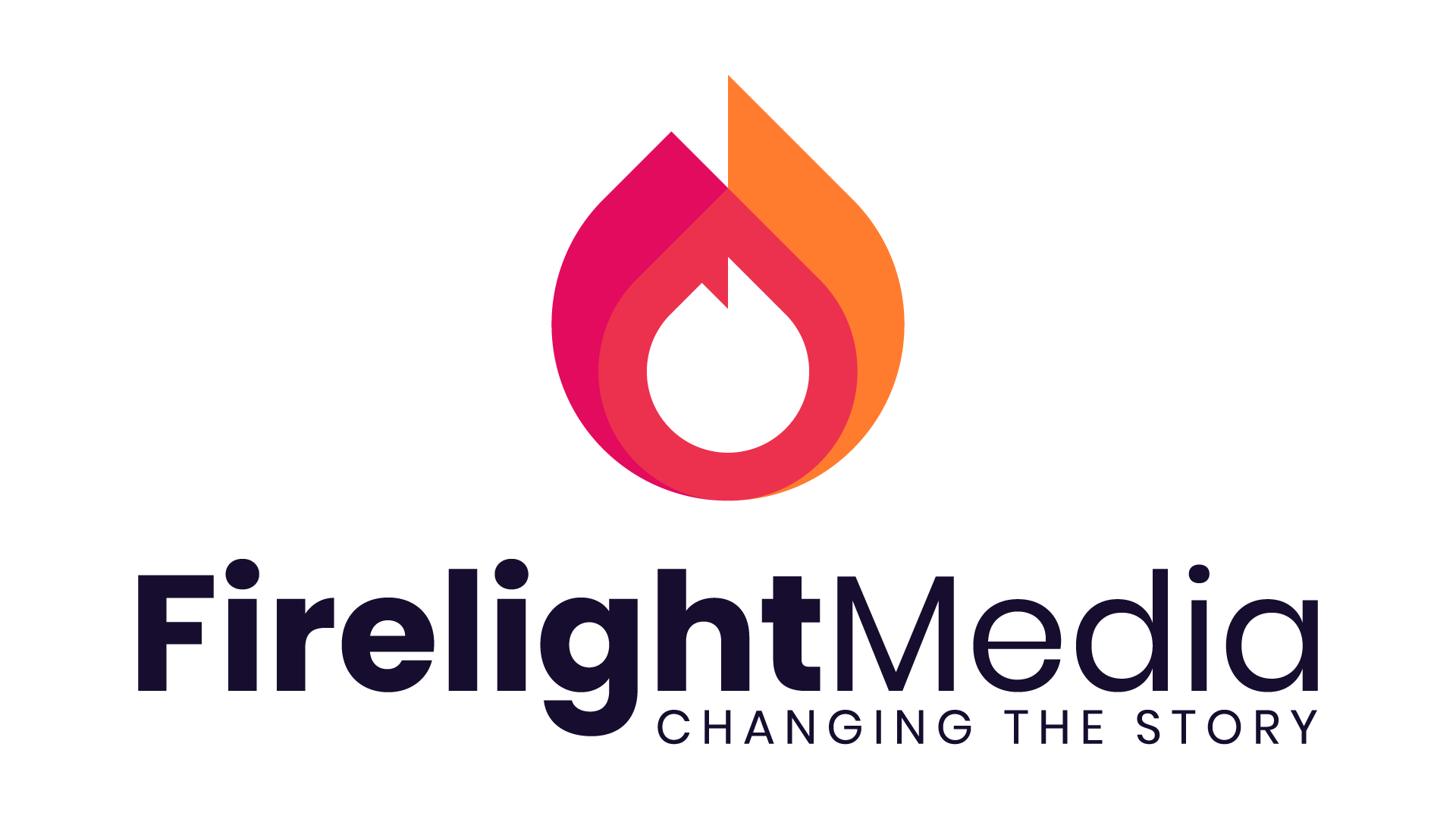 Firelight Media logo featuring a stylized flame in pink and orange above the text 'Firelight Media' with the slogan 'Changing the Story' underneath.