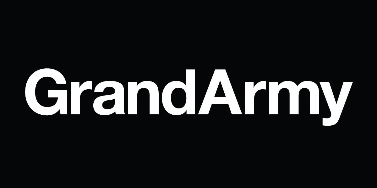 Black background with the white text "Grand Army" in large font.