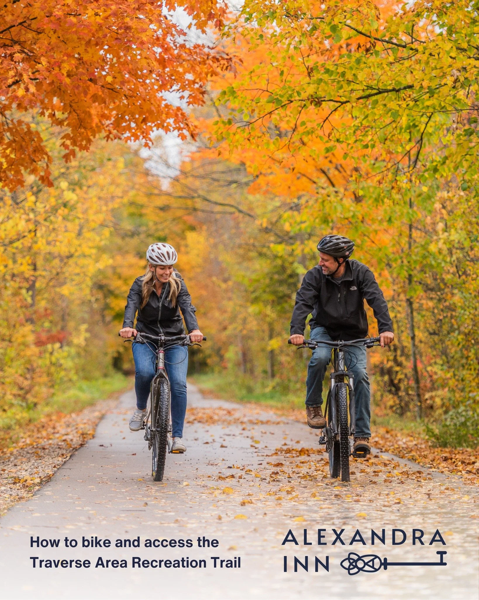 🍂🚲 Fall is the perfect season to bike Traverse City&rsquo;s iconic TART Trail, and it&rsquo;s right outside our door at Alexandra Inn! 

From golden forests to sparkling bay views, discover why this trail is a must-ride during your autumn getaway. 