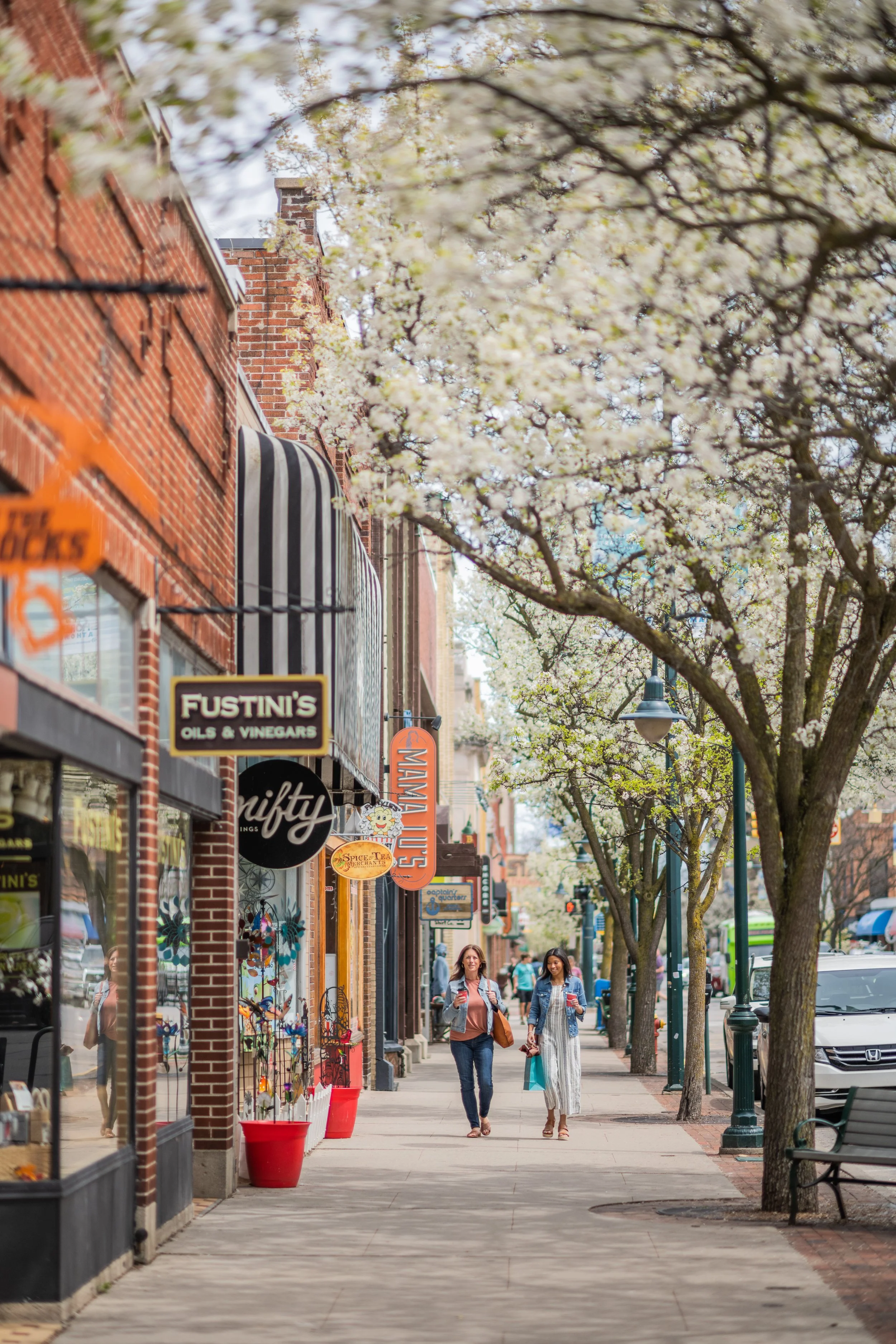 women shopping downtown traverse city