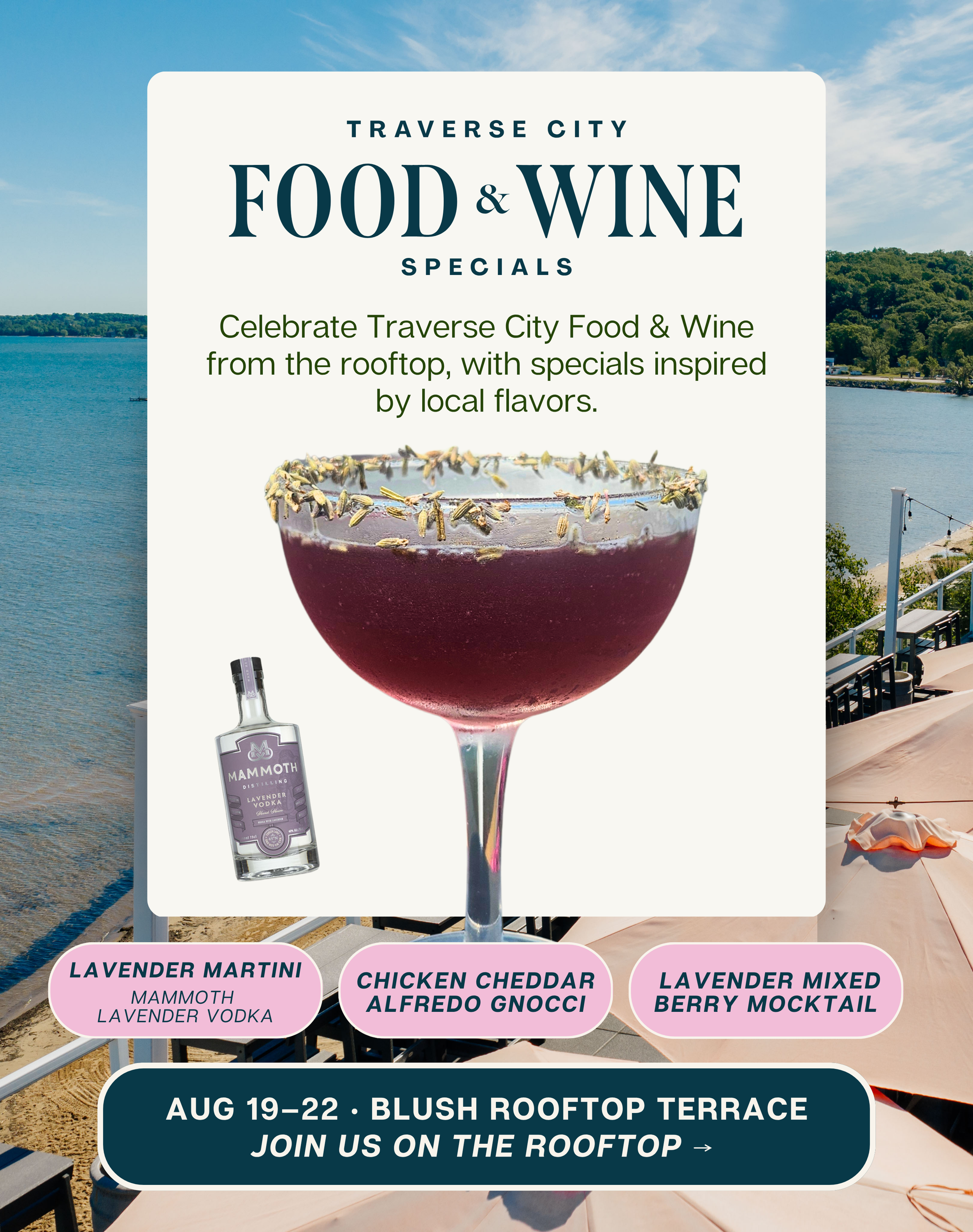 Traverse City Food &amp; Wine Specials at Blush Rooftop Terrace