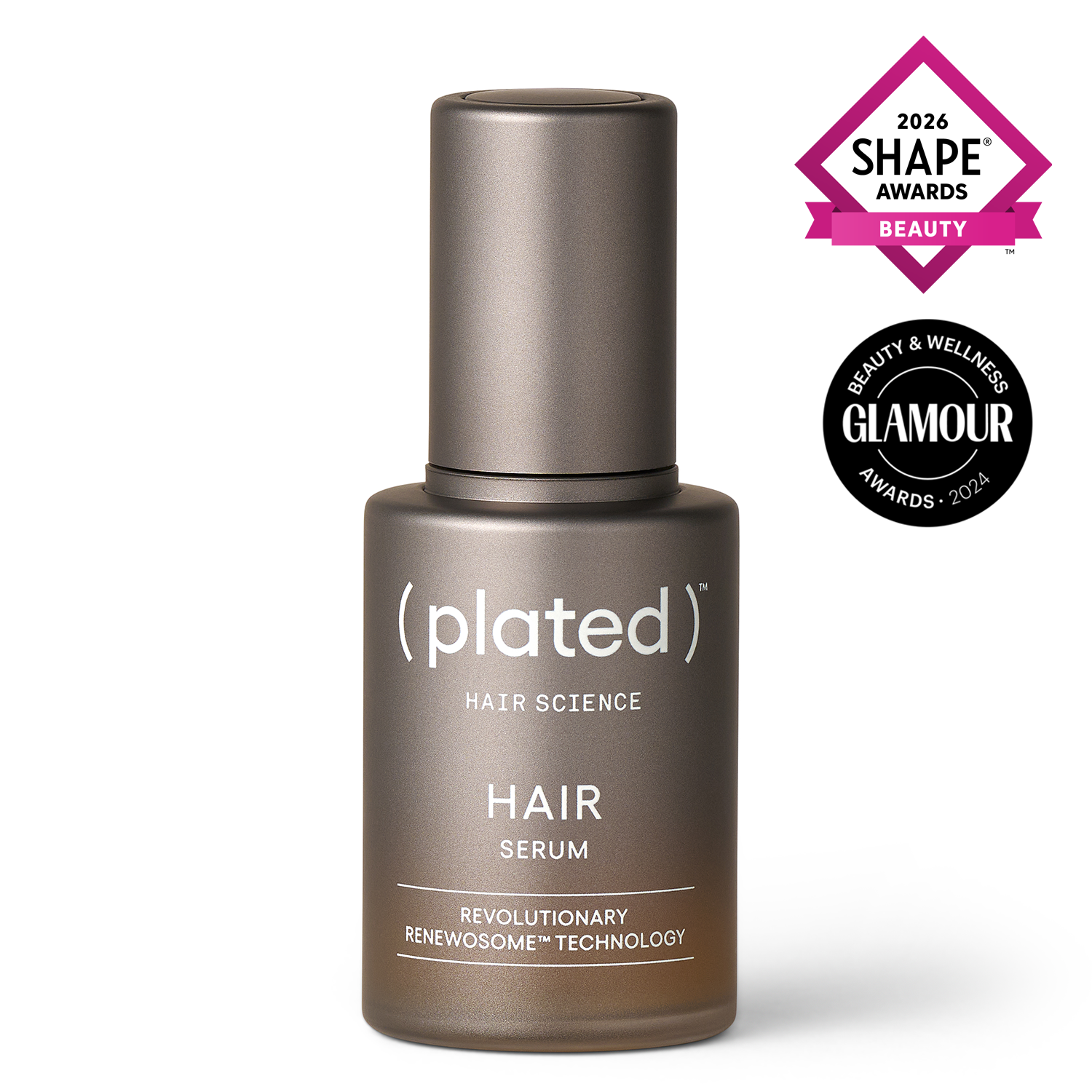 HAIR Serum with 2026 Shape Beauty Award and 2024 Glamour Beauty & Wellness Award badges