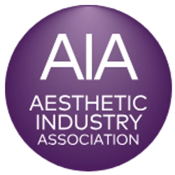 Logo of the Aesthetic Industry Association on a purple background