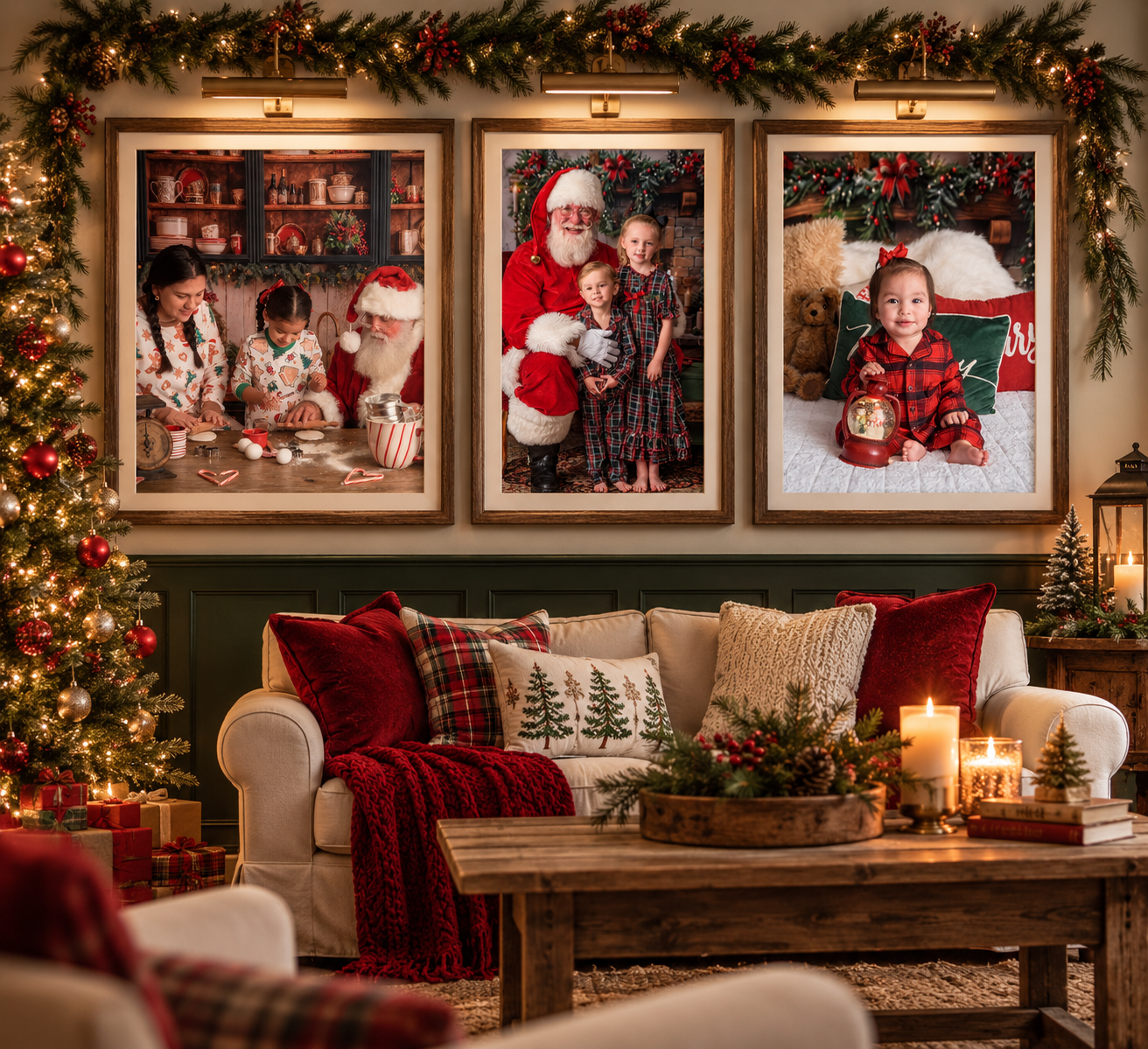 Family photographed together during a Texas Christmas portrait session