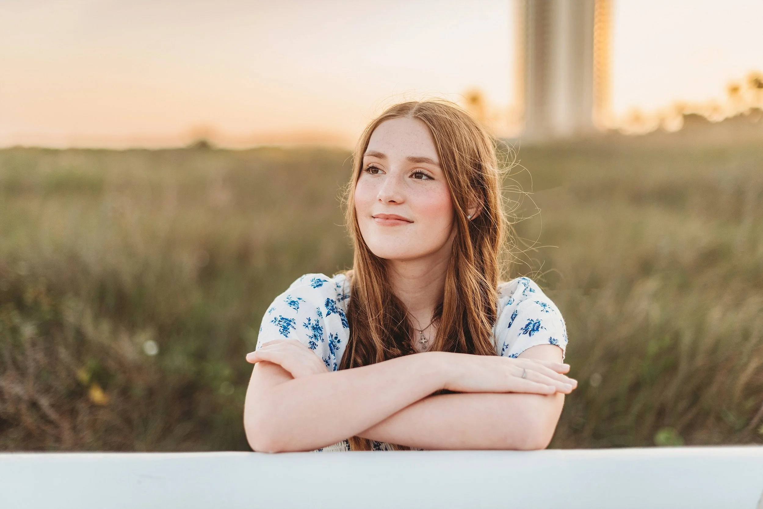 Galveston Beach Photo Session at East Beach | Teen Portraits with Coastal Sunset Light