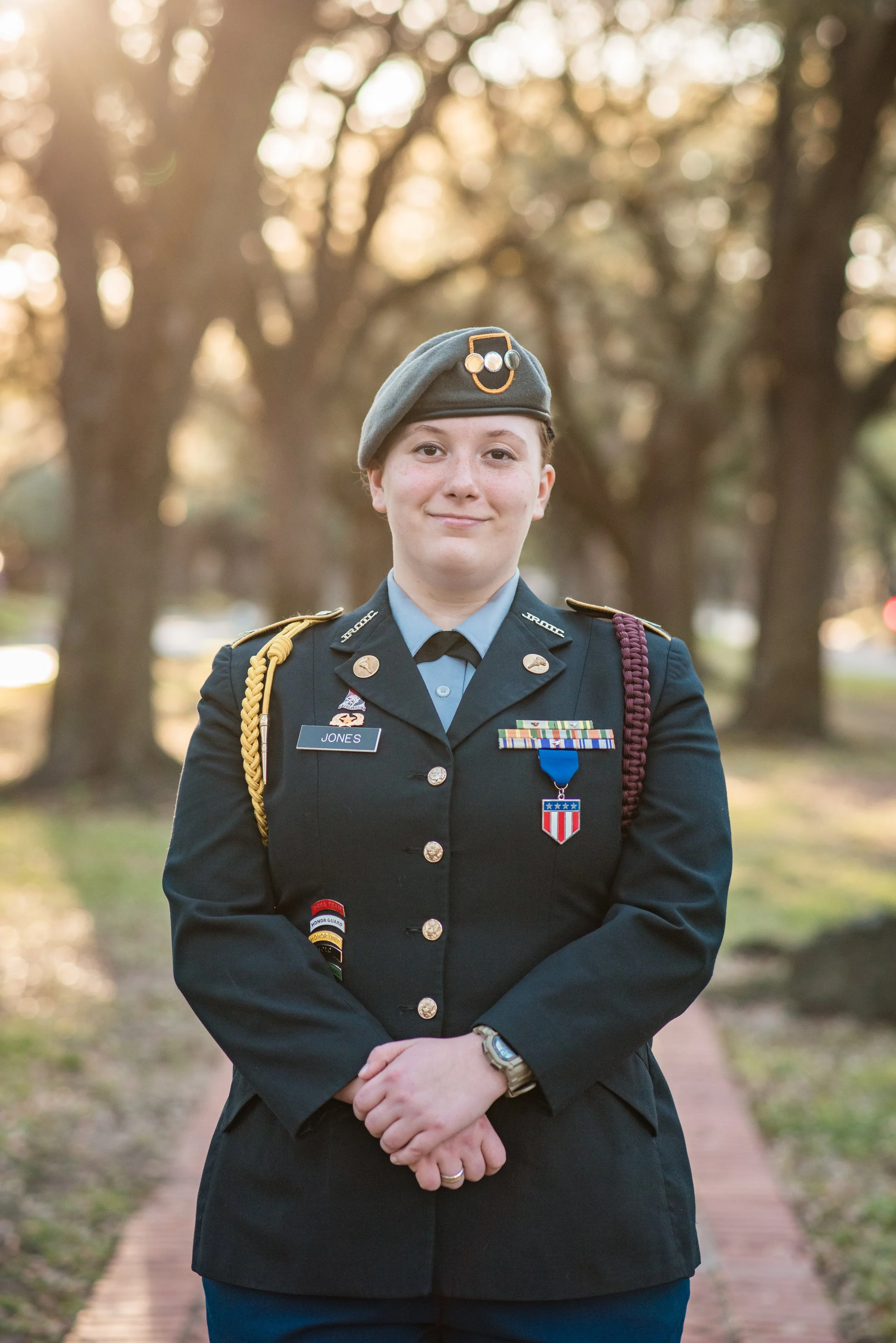 A high school senior in their JROTC uniform