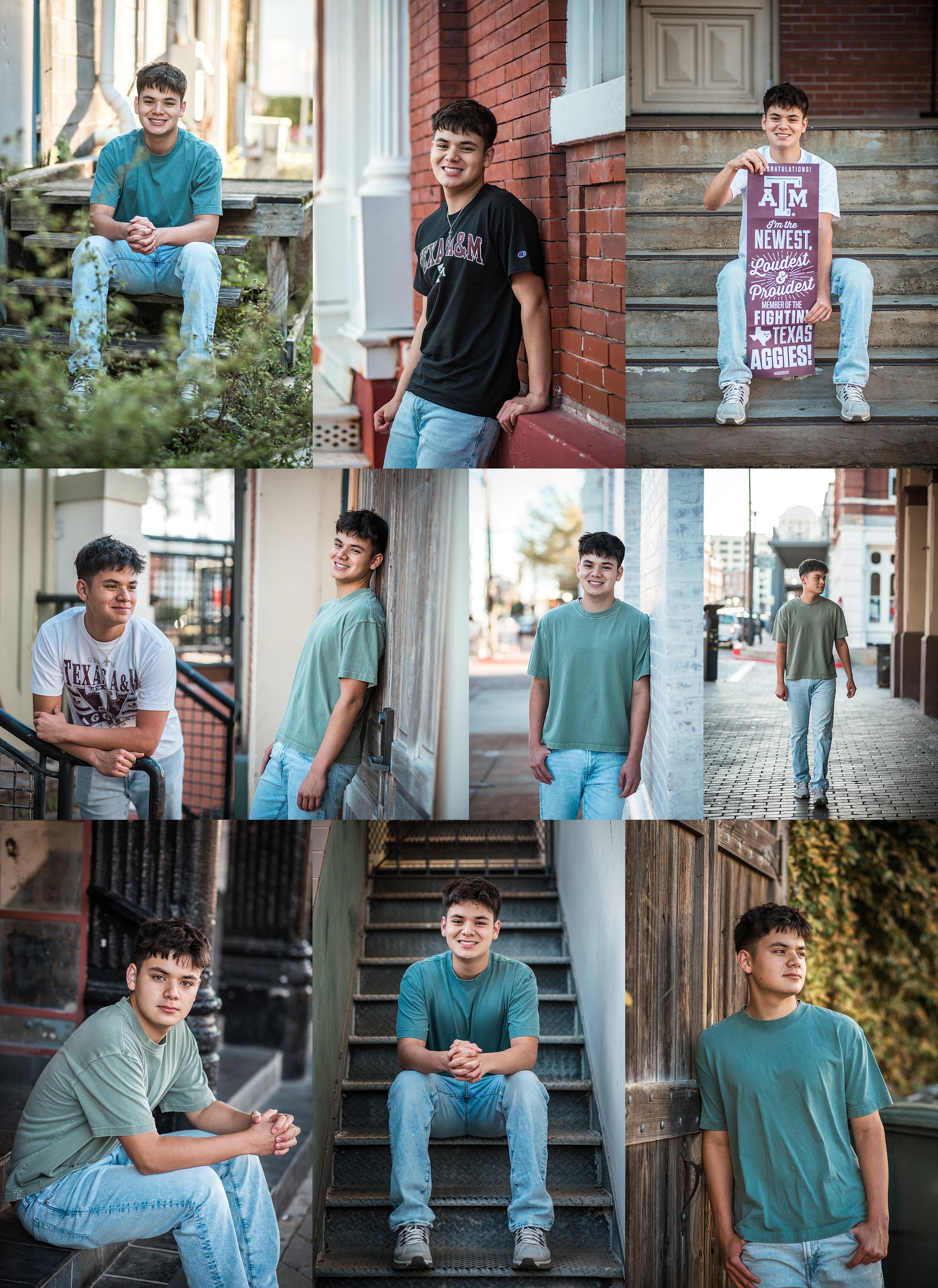 Senior pictures at the Strand in Galveston Texas