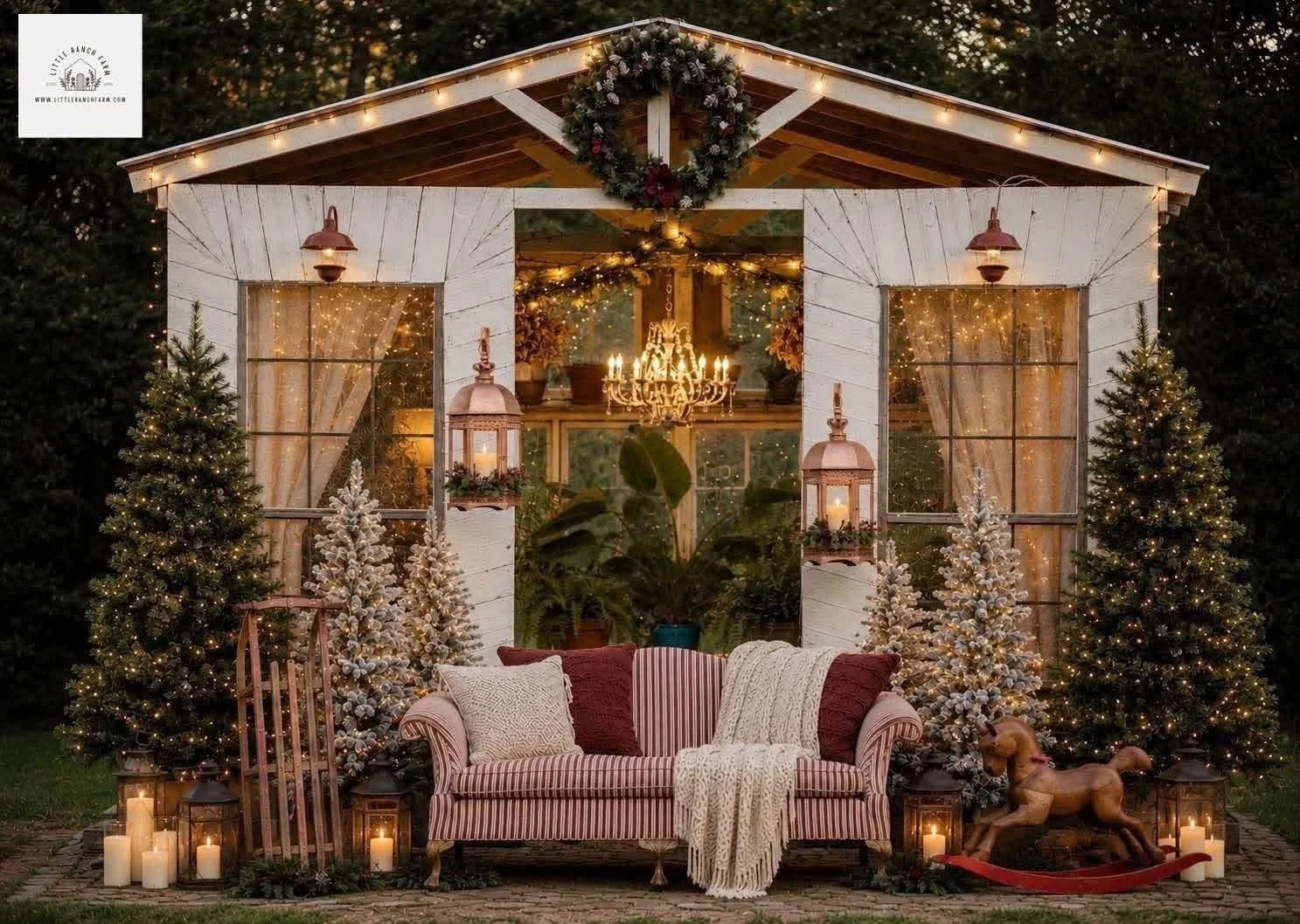 a beautiful Christmas greenhouse waiting for your Christmas photography session