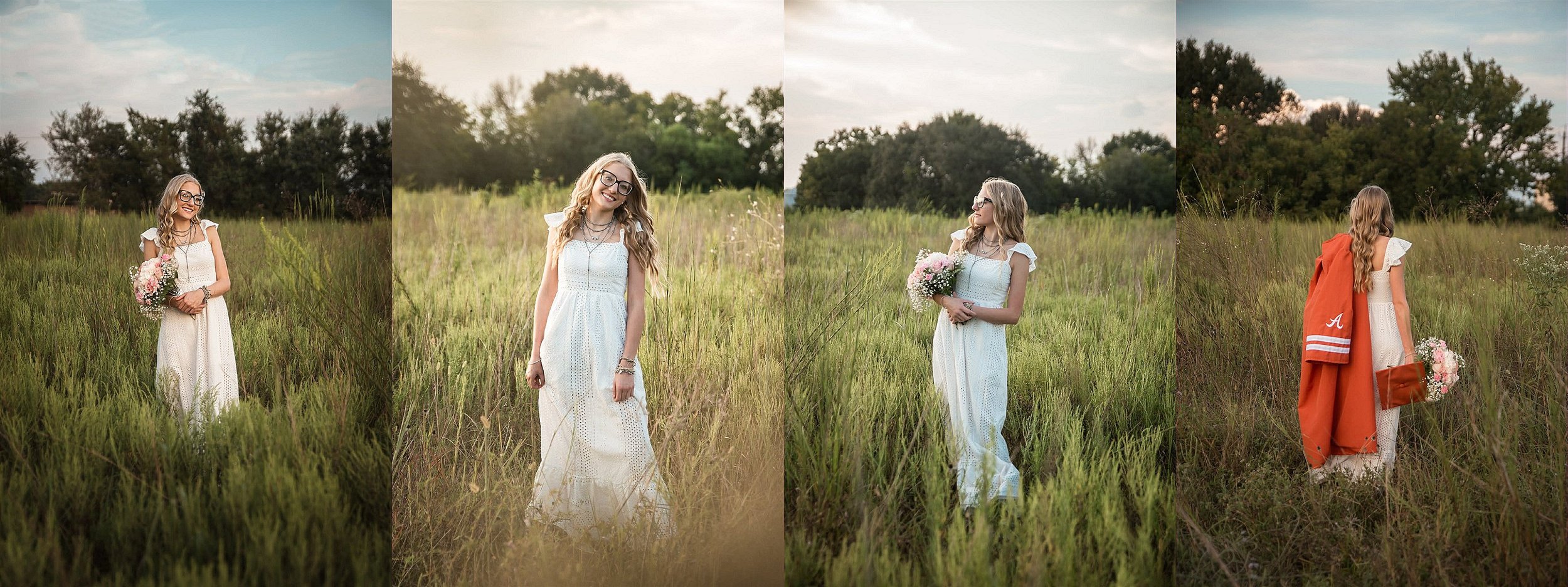 High school senior in FFA standing in a Texas hay field during an Alvin TX senior photography session
