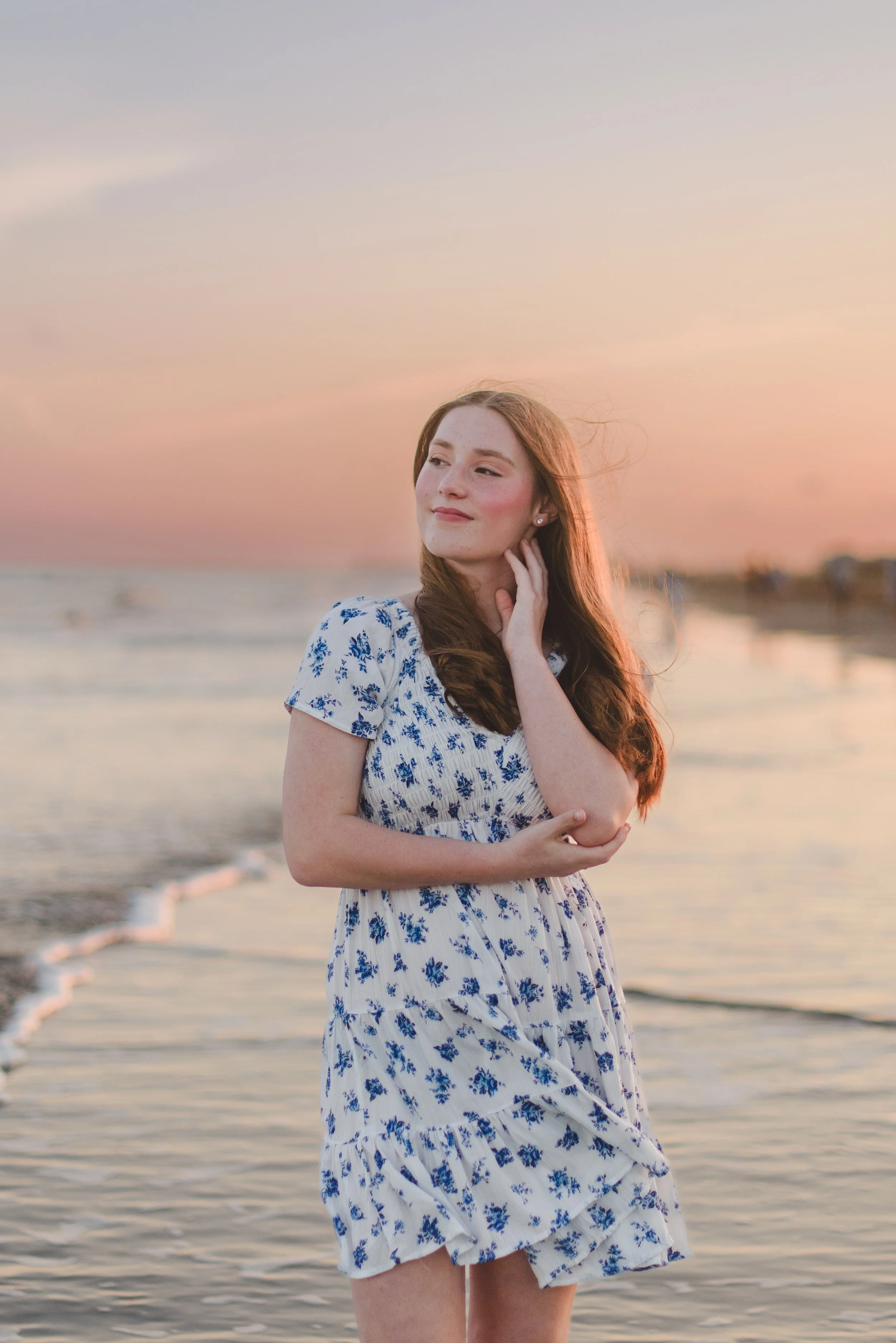 A gorgeous sunset session on Galveston Beach celebrating a sixteenth birthday