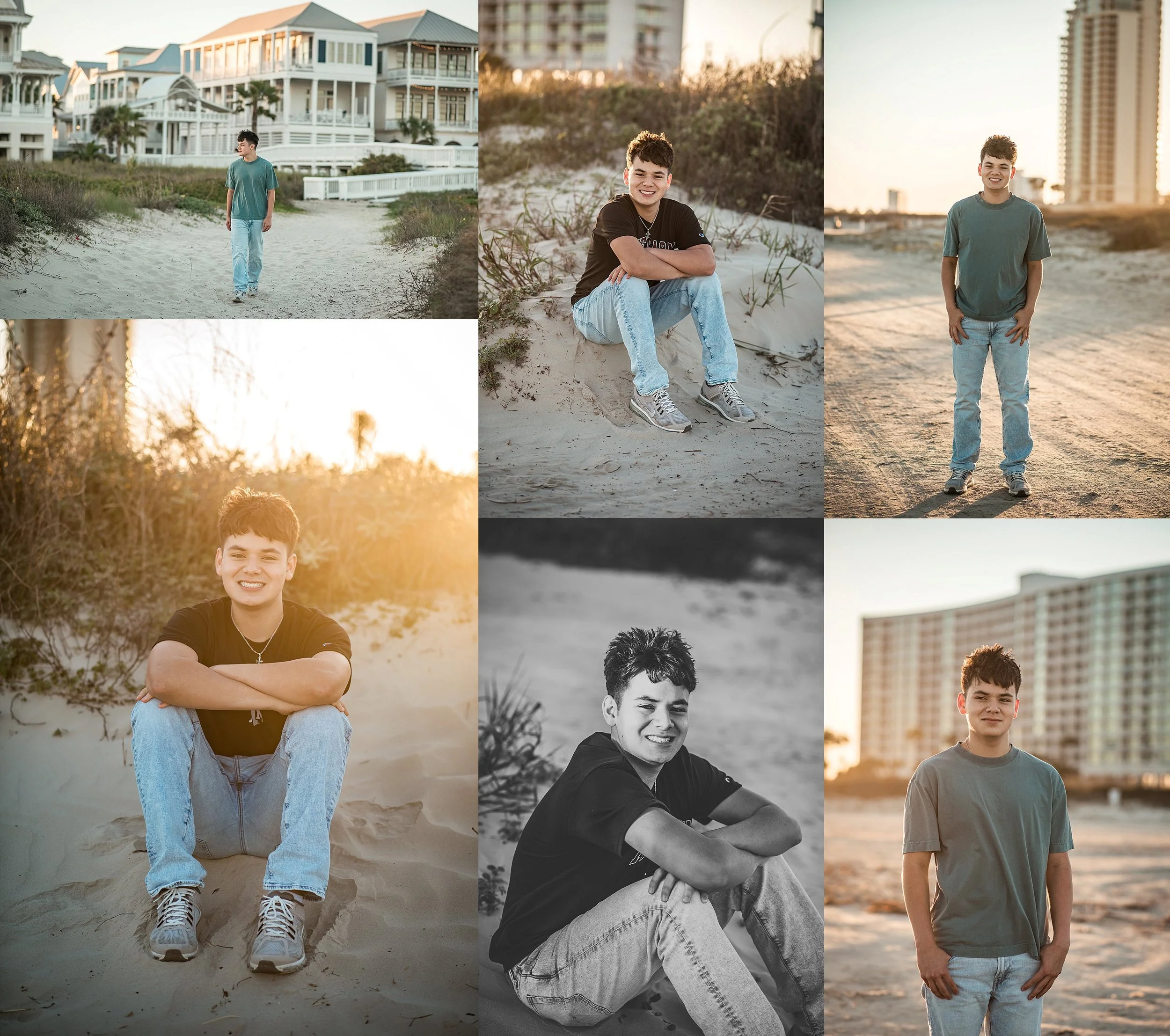 East Beach sunset senior photos Galveston