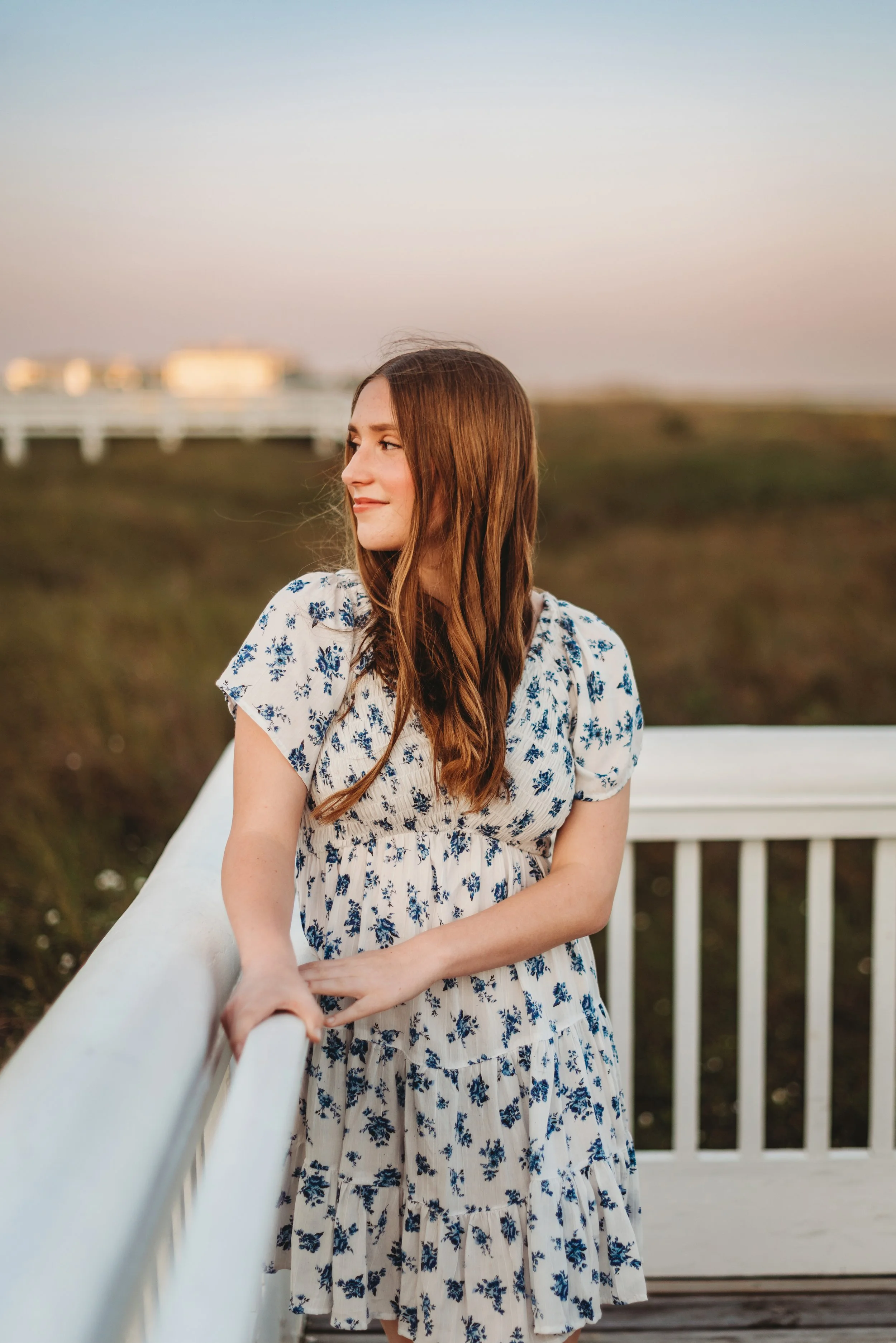 A golden hour session celebrating a birthday in Galveston, Texas