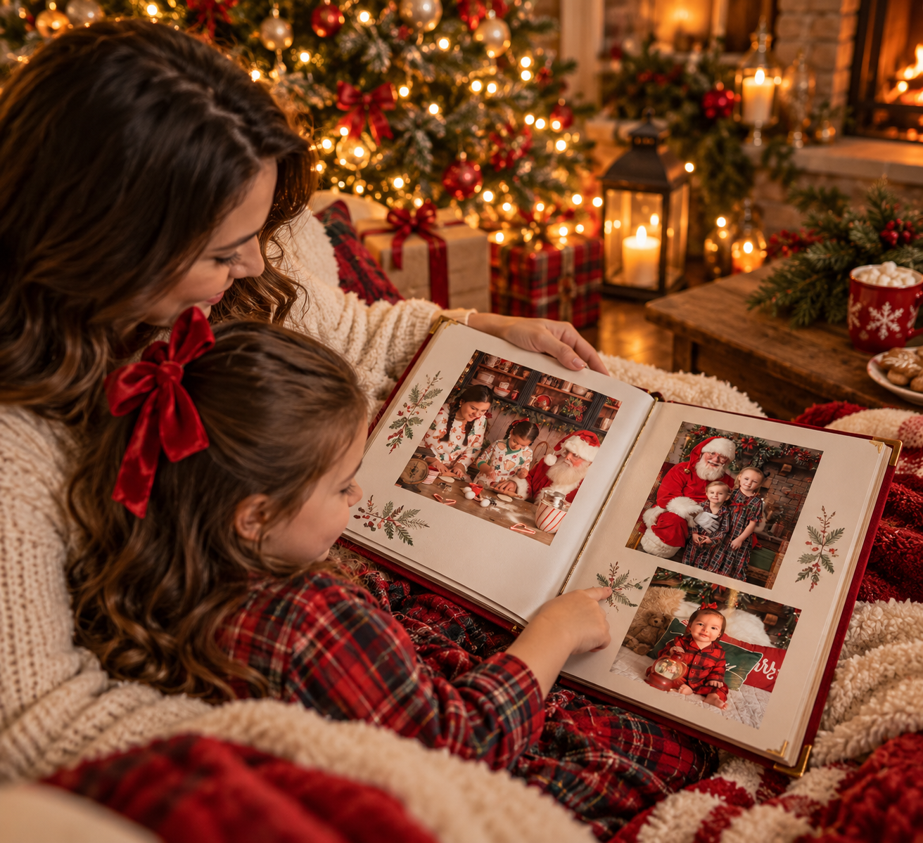 Family with young children photographed during a relaxed Christmas session